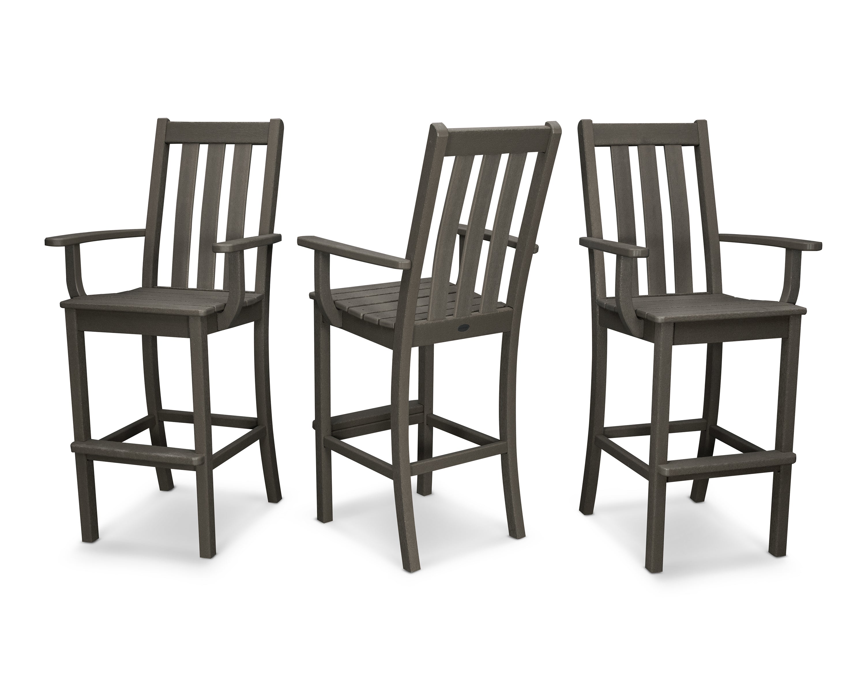 POLYWOOD® Vineyard Bar Arm Chair 3-Pack in Vintage Coffee