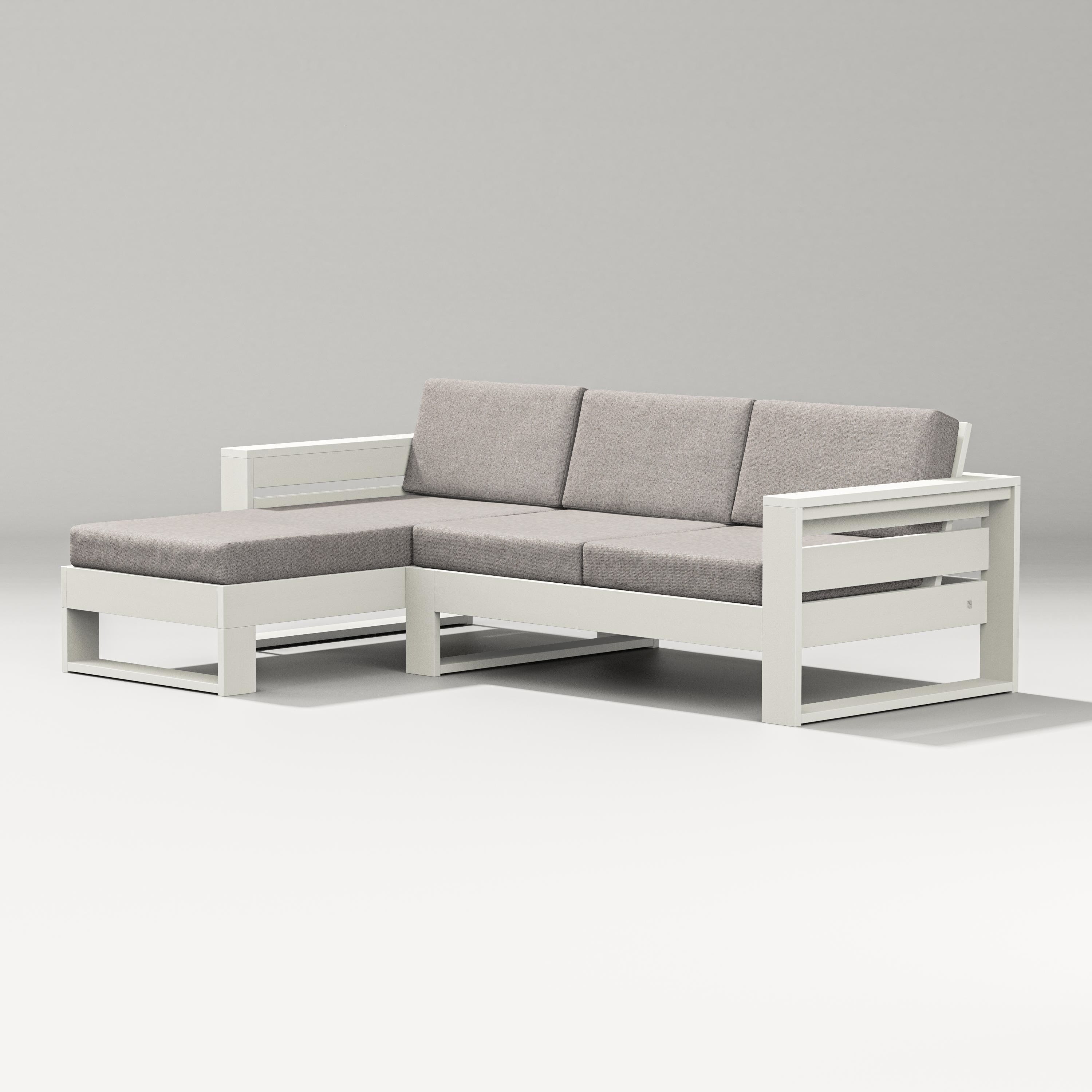 PW Designer Series Latitude Left Chaise Sectional in Vintage White / Weathered Tweed