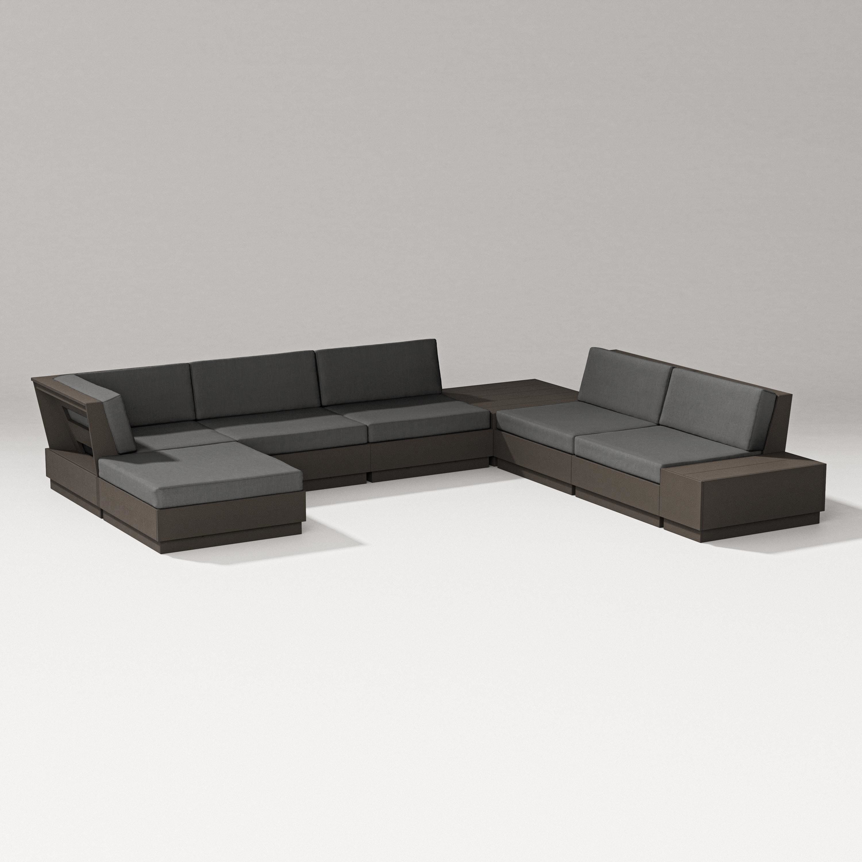 PW Designer Series Elevate 8-Piece Corner Sectional in Vintage Coffee / Spectrum Carbon