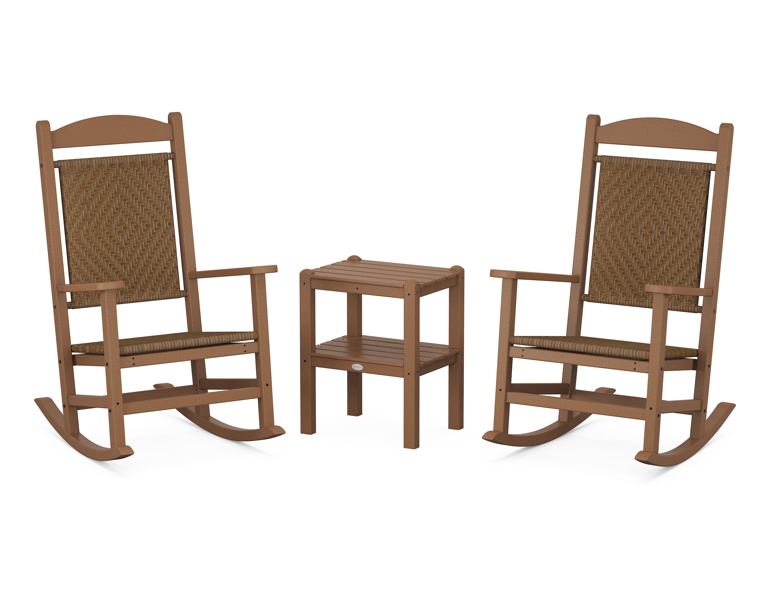 POLYWOOD Presidential Woven Rocker 3-Piece Set in Teak / Tigerwood