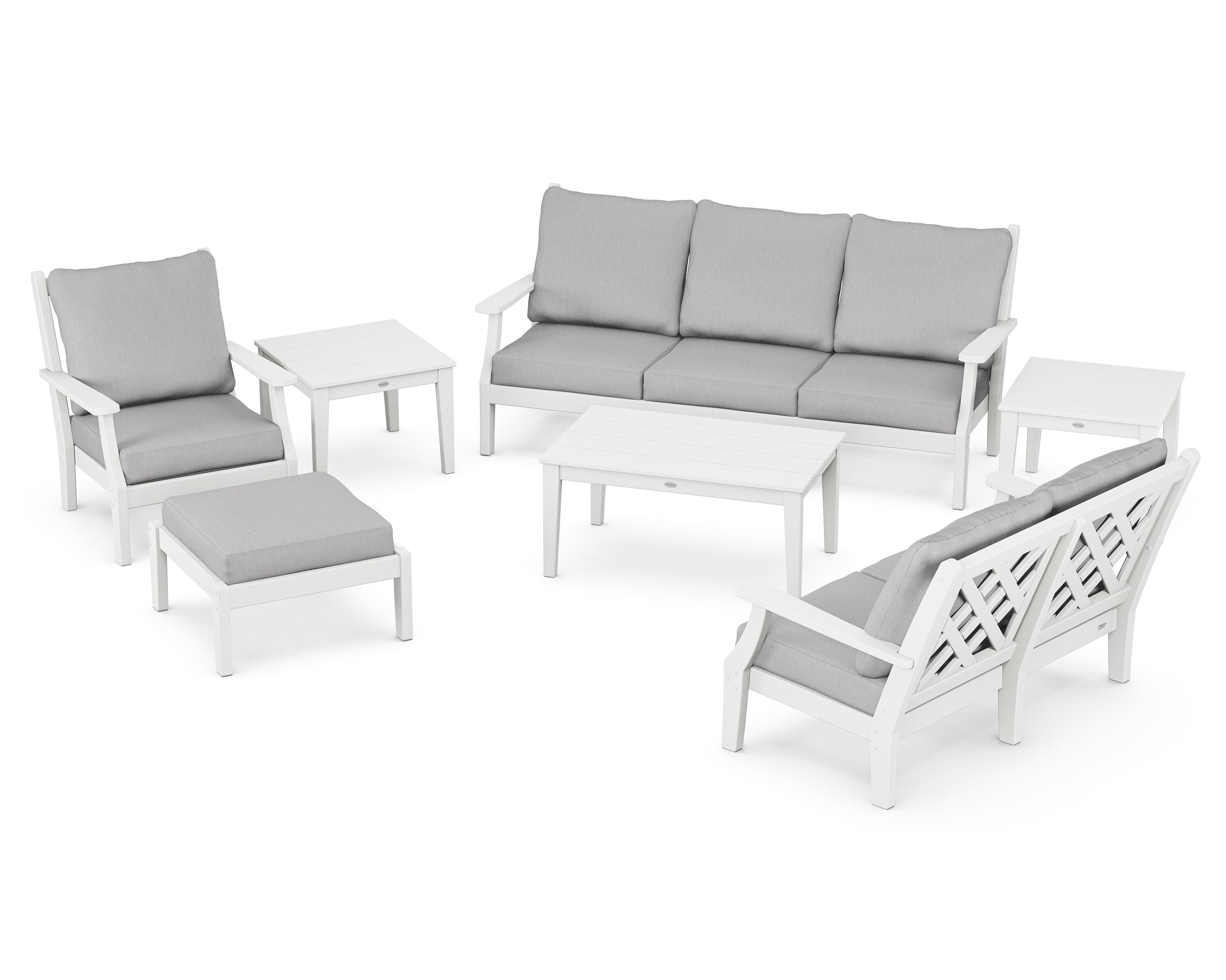 Country Living Wovendale 7-Piece Deep Seating Set in White / Granite