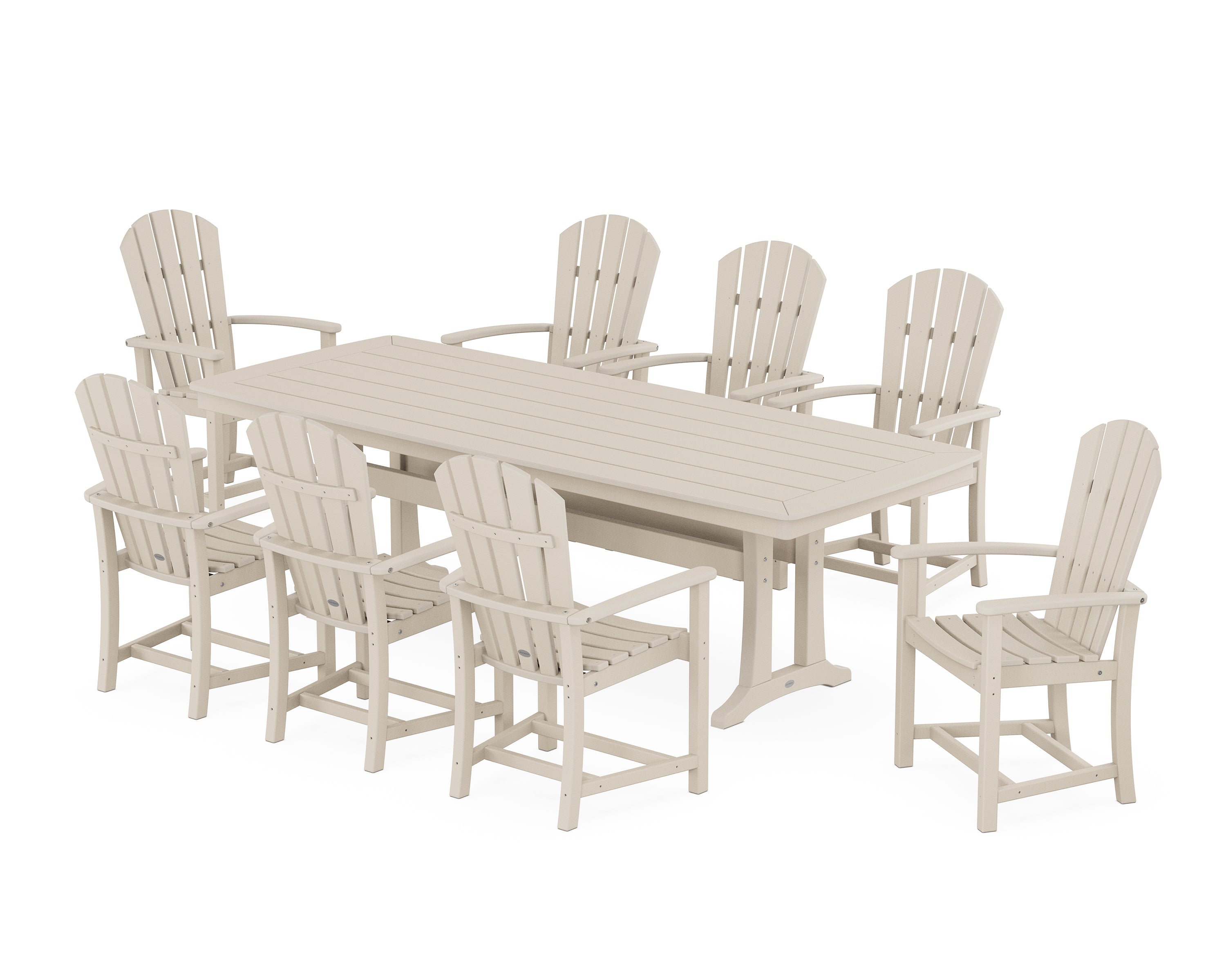 POLYWOOD Palm Coast 9-Piece Dining Set with Trestle Legs in Sand