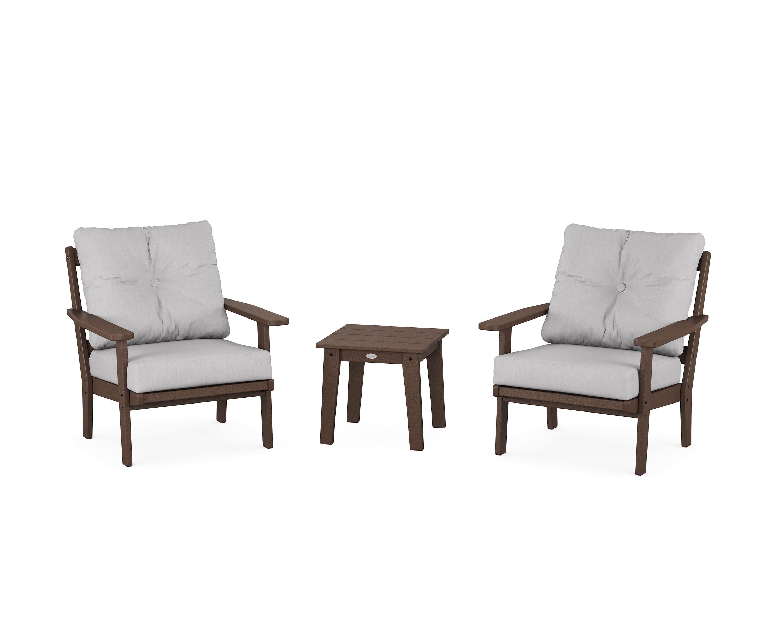 POLYWOOD Prairie 3-Piece Deep Seating Set in Mahogany / Granite