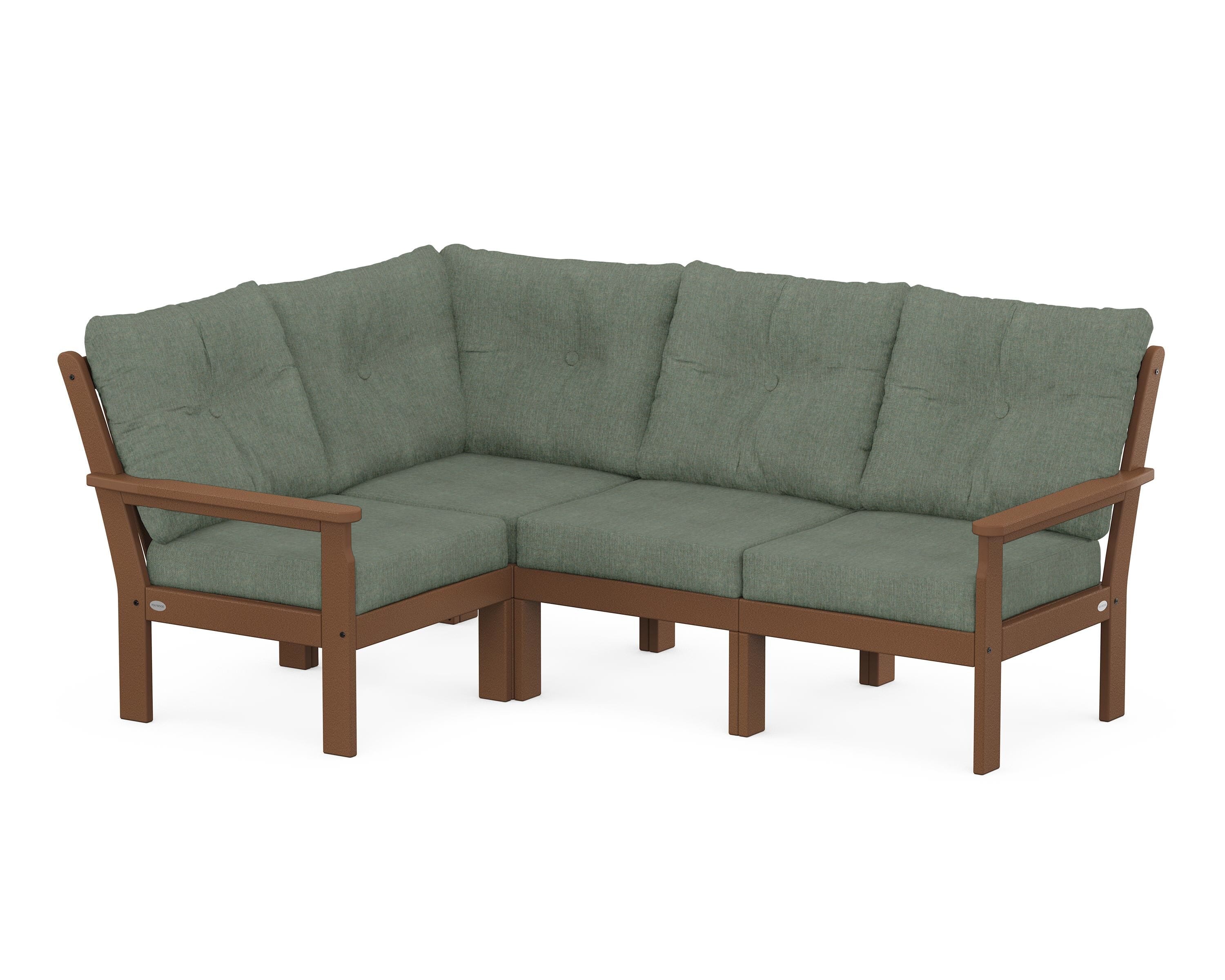 POLYWOOD Vineyard 4-Piece Sectional in Teak / Cast Sage