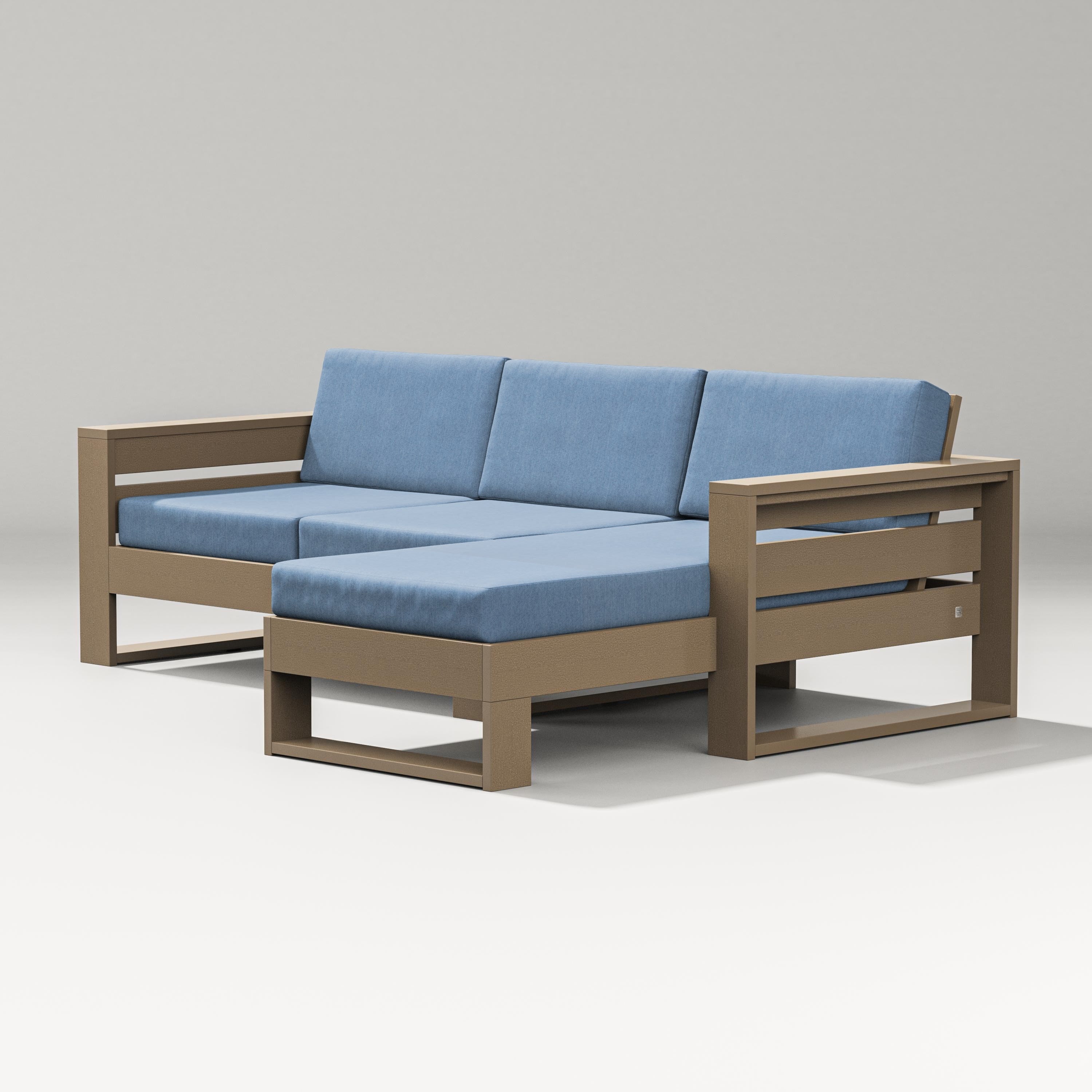 PW Designer Series Latitude Right Chaise Sectional in Vintage Sahara / Sky Blue