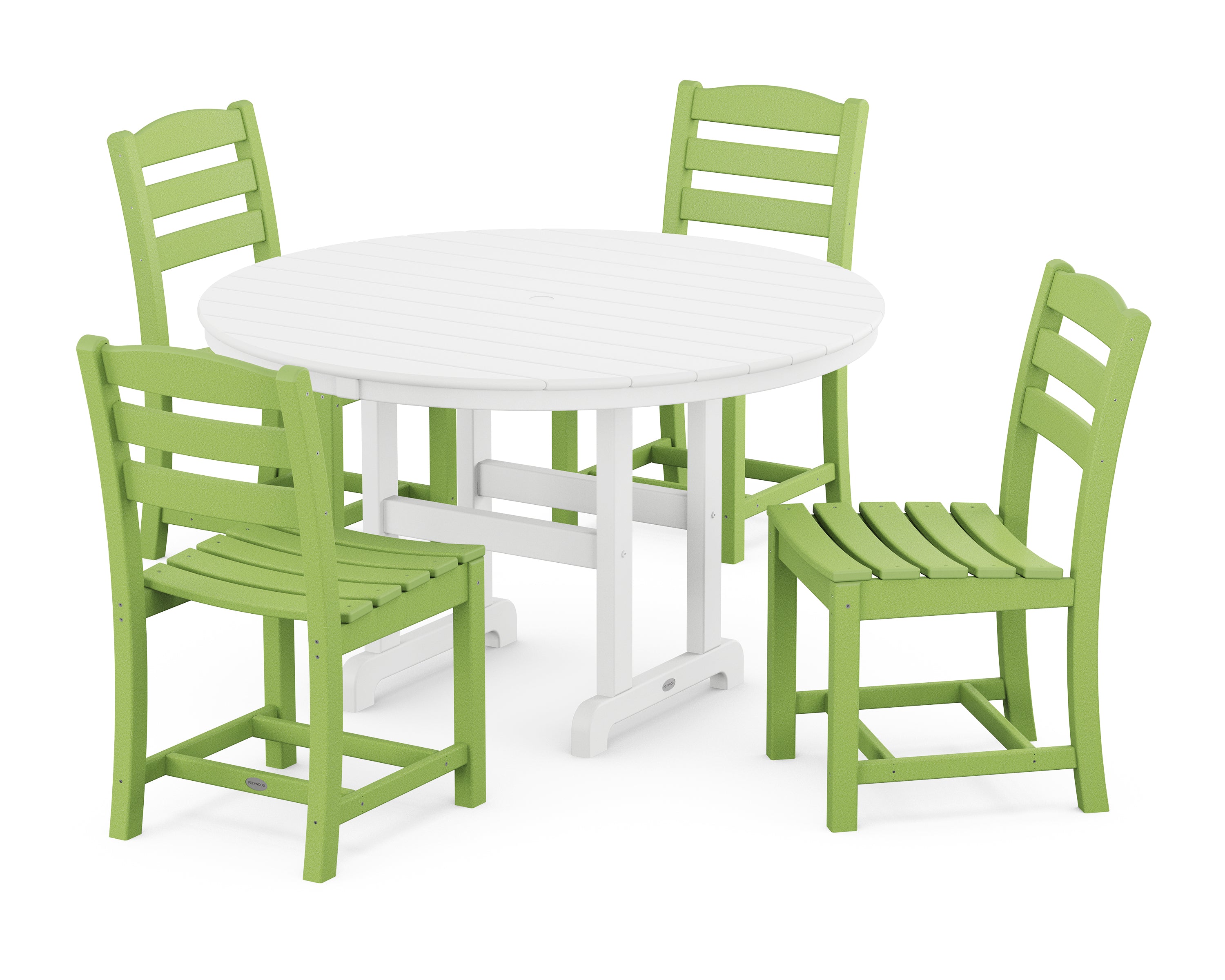 POLYWOOD® La Casa Café Side Chair 5-Piece Round Farmhouse Dining Set in Lime / White