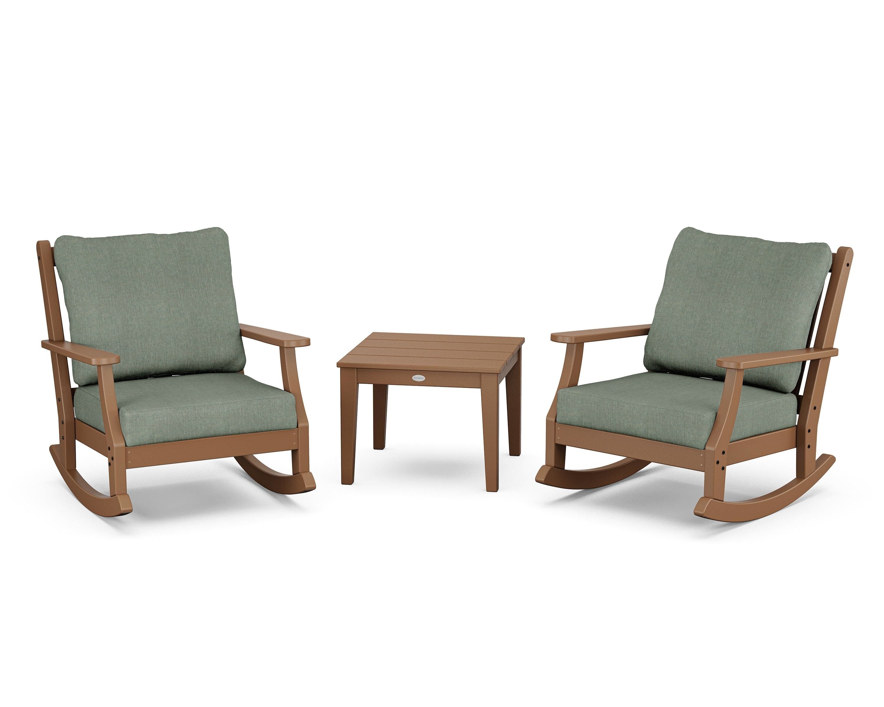 Country Living Wovendale 3-Piece Deep Seating Rocker Set in Teak / Cast Sage