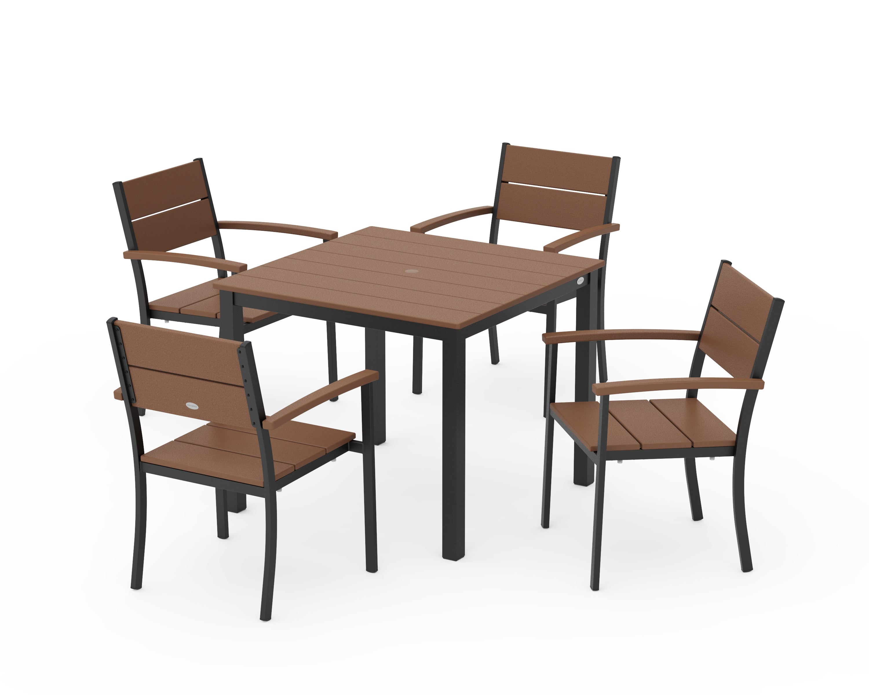 POLYWOOD Main Street 5-Piece Dining Set in Black / Teak