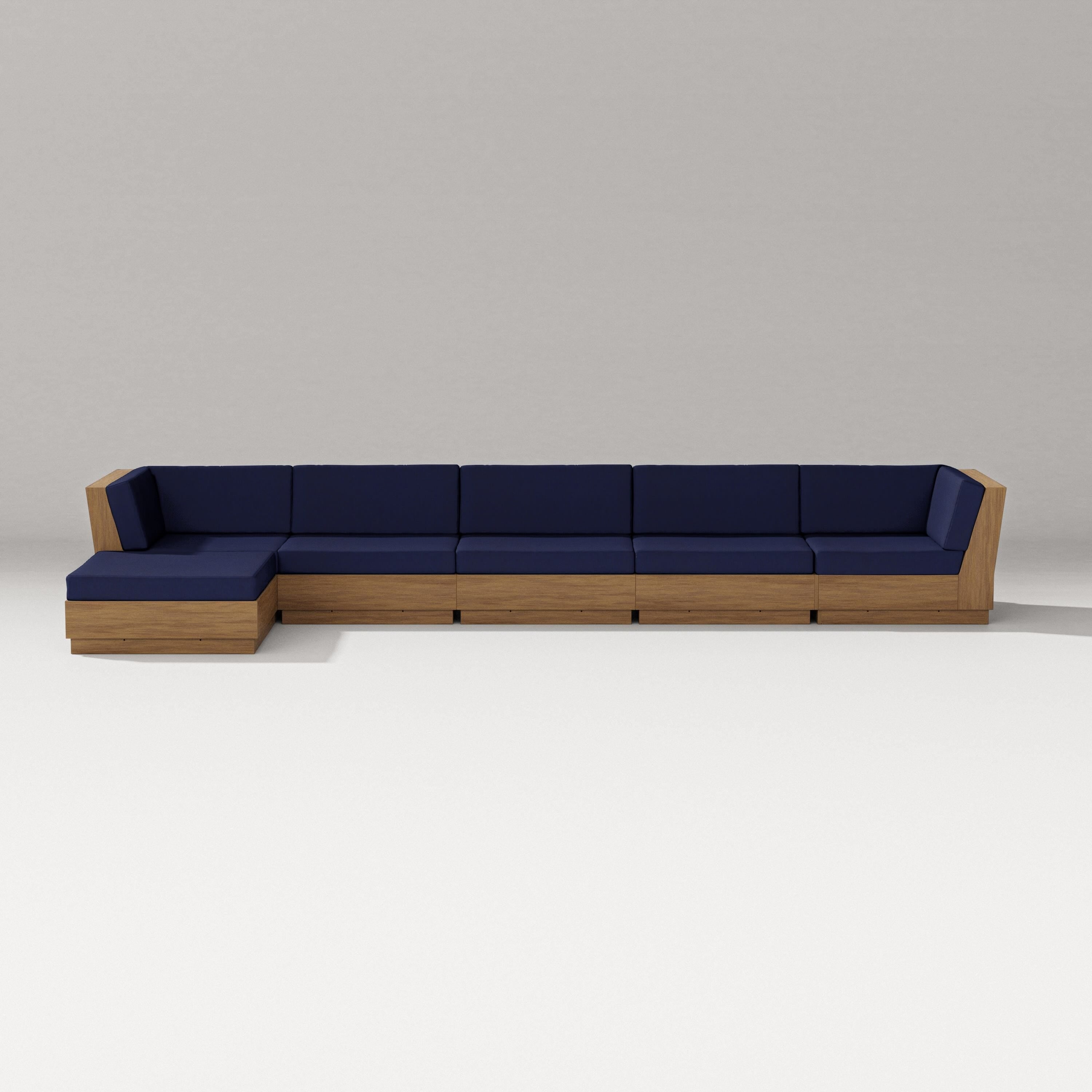 PW Designer Series Elevate 6-Piece Chaise Sectional in Natural / Navy
