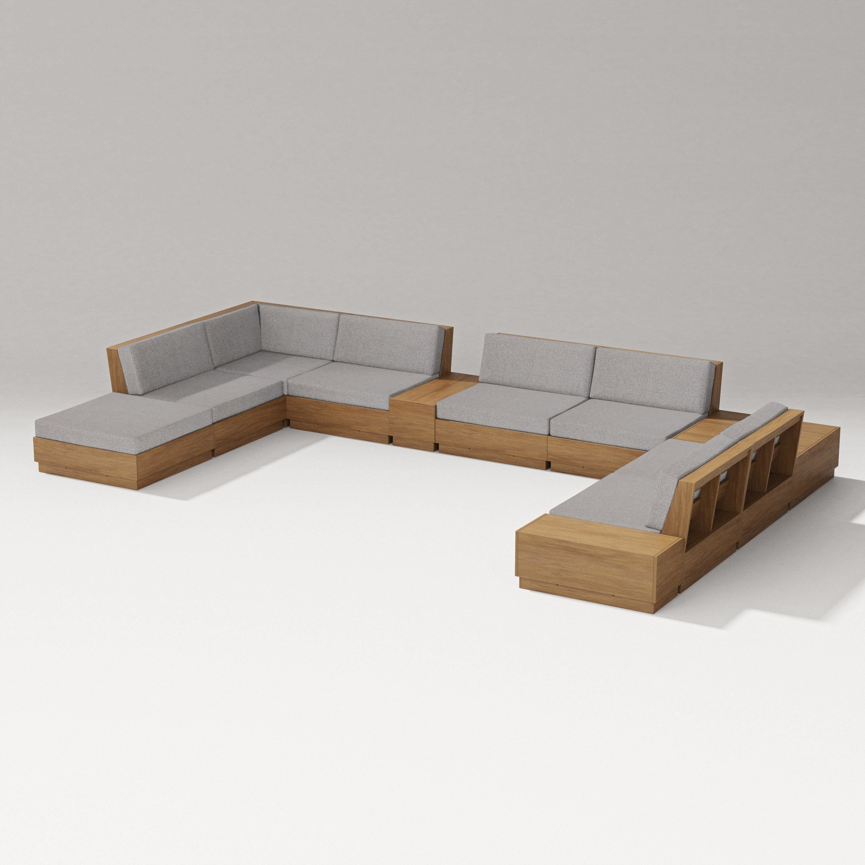 PW Designer Series Elevate 11-Piece Conversation Sectional Set in Natural / Grey Mist