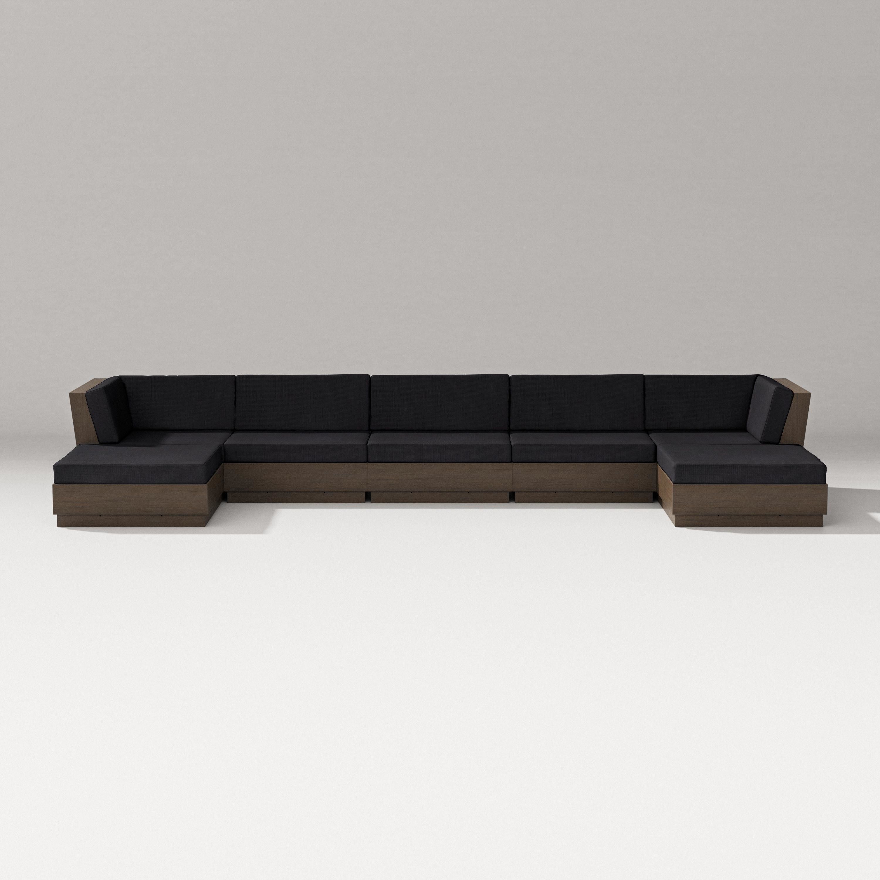 PW Designer Series Elevate 7-Piece Double Chaise Sectional in Kona / Midnight Linen