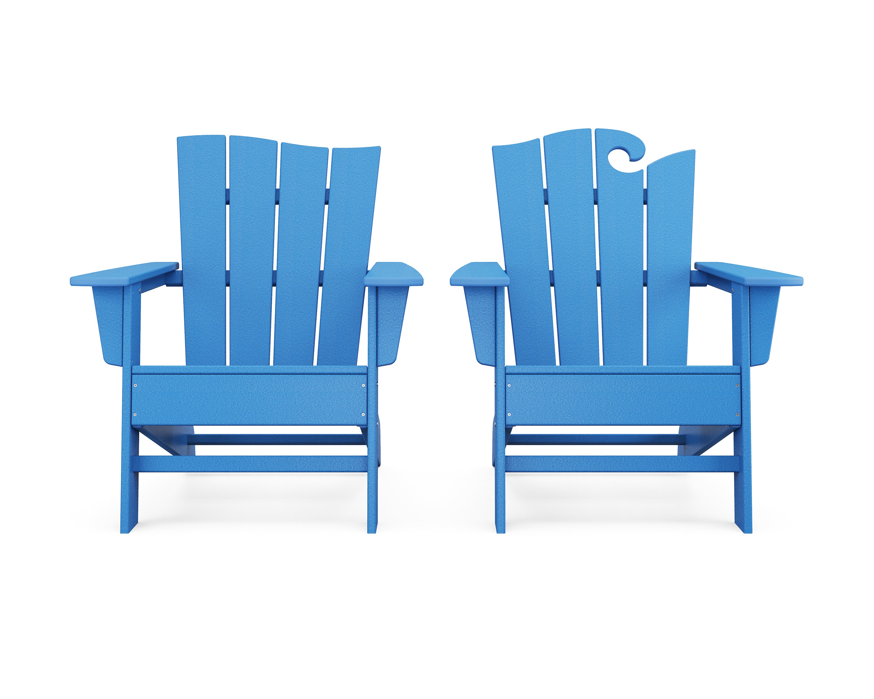 POLYWOOD Wave 2-Piece Adirondack Set with The Wave Chair Left in Pacific Blue
