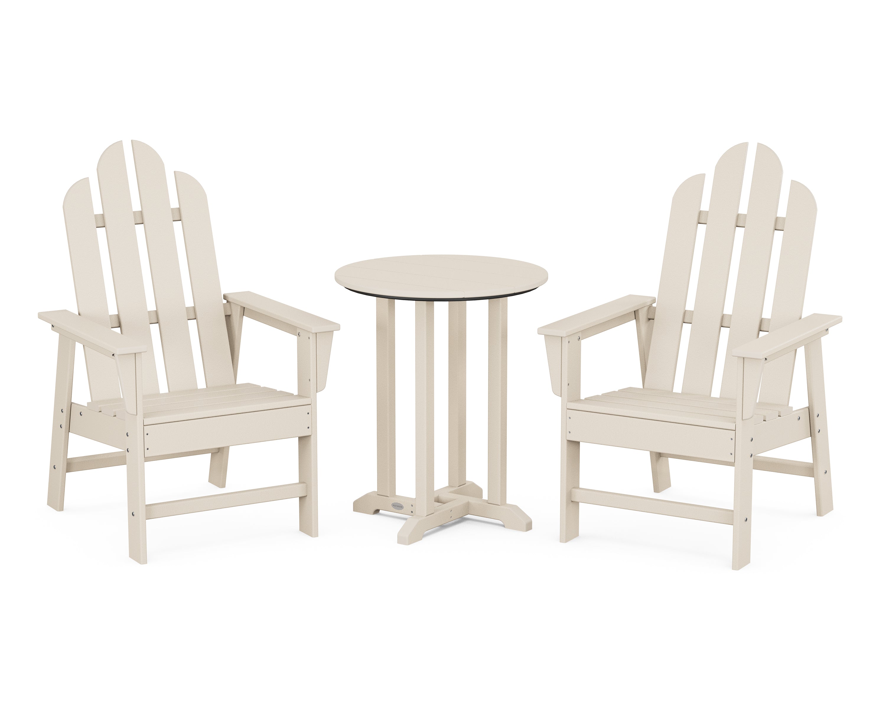 POLYWOOD Long Island 3-Piece Round Bistro Dining Set in Sand