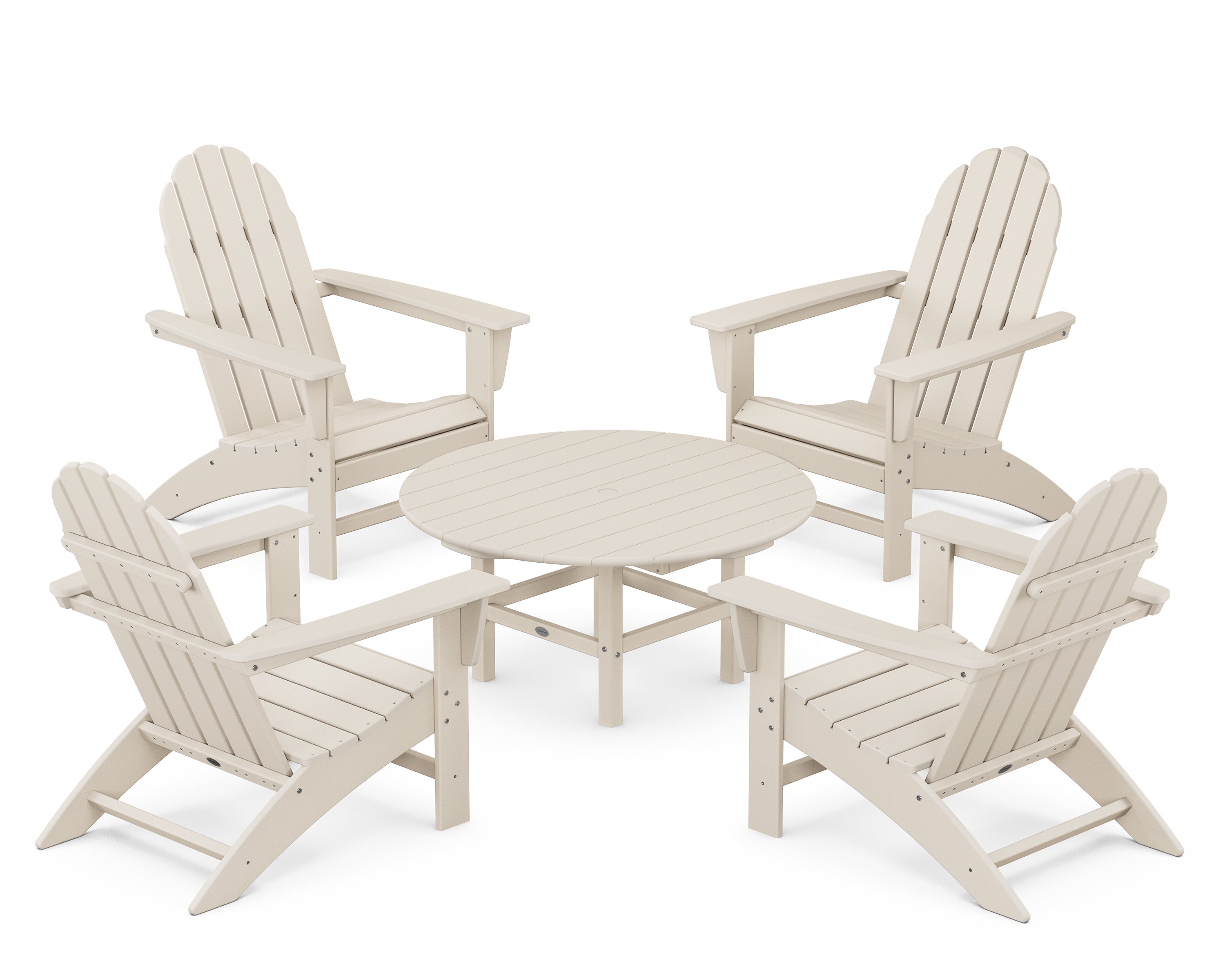 POLYWOOD Vineyard 5-Piece Adirondack Chair Conversation Set in Sand