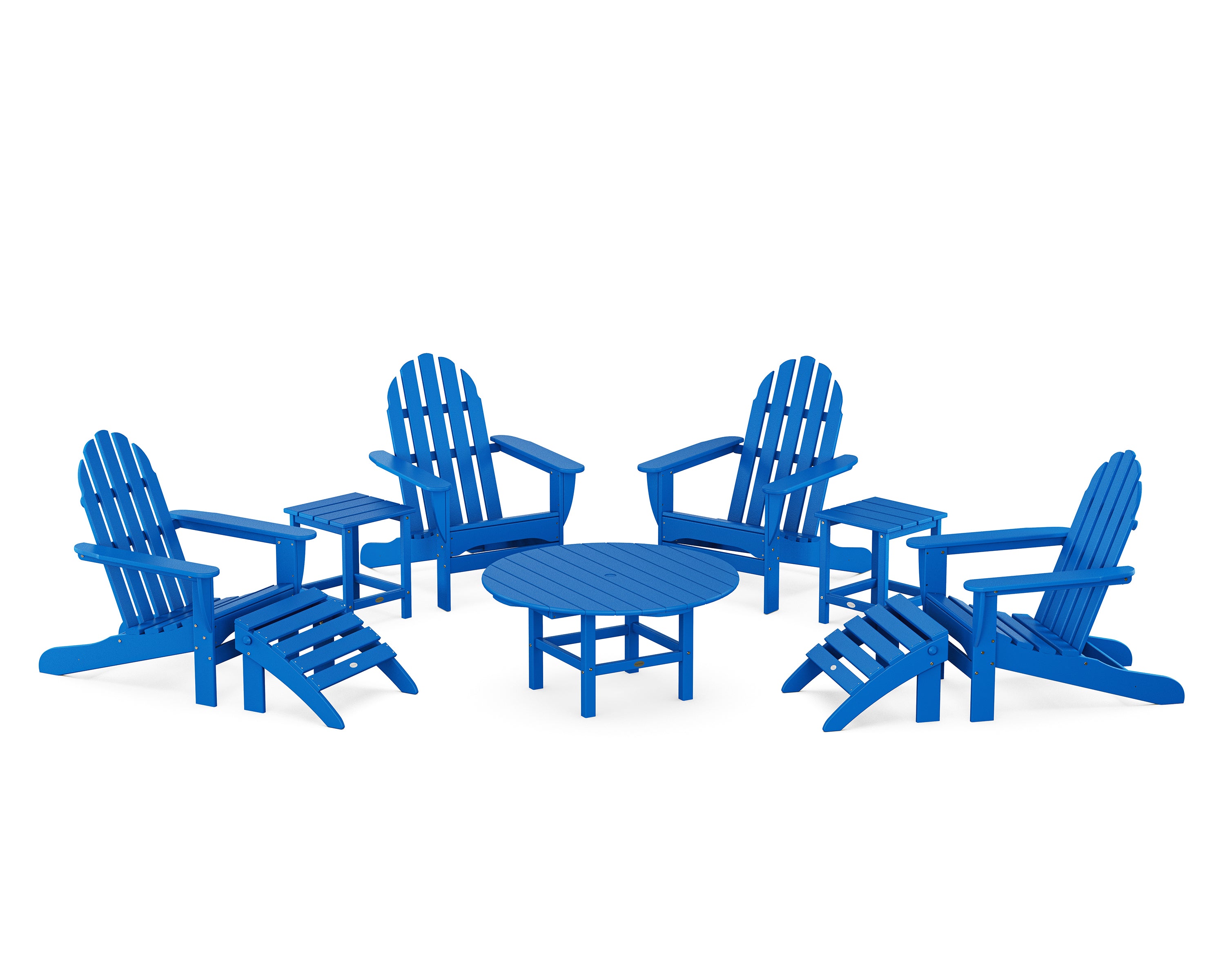 POLYWOOD Classic Adirondack Chair 9-Piece Conversation Set in Pacific Blue