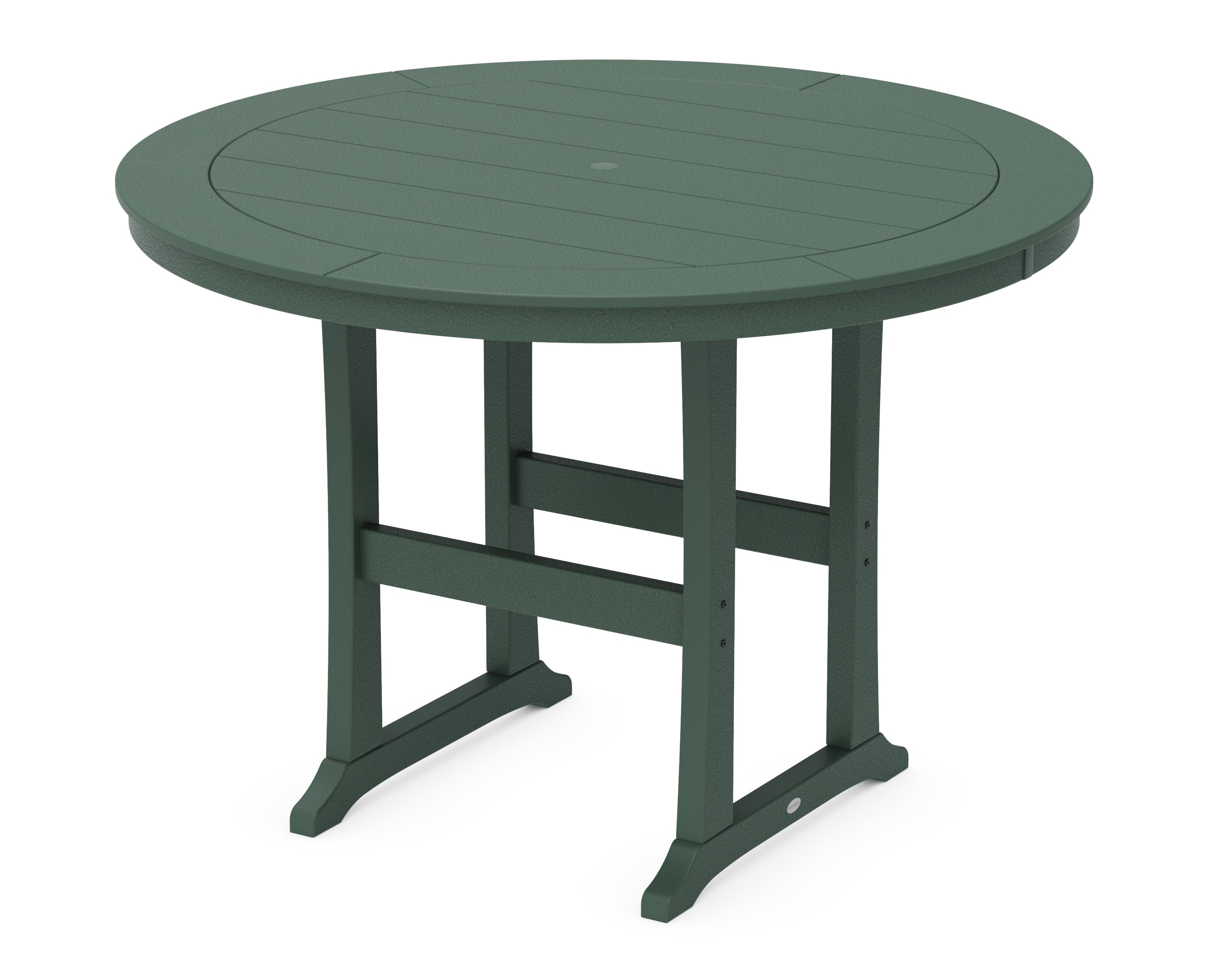 POLYWOOD Nautical Trestle 60” Round Bar Table in Green