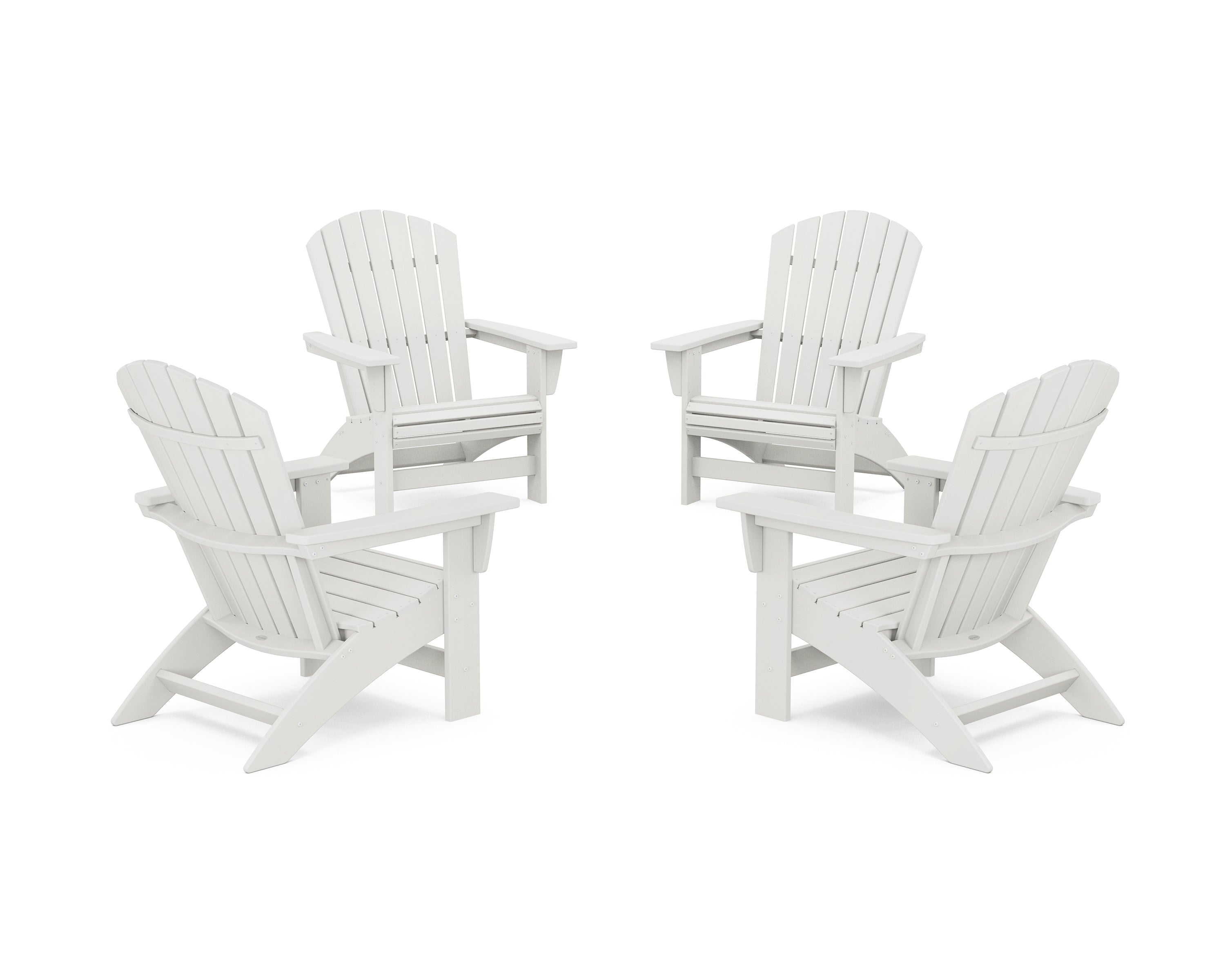 POLYWOOD 4-Piece Nautical Grand Adirondack Chair Conversation Set in Vintage White