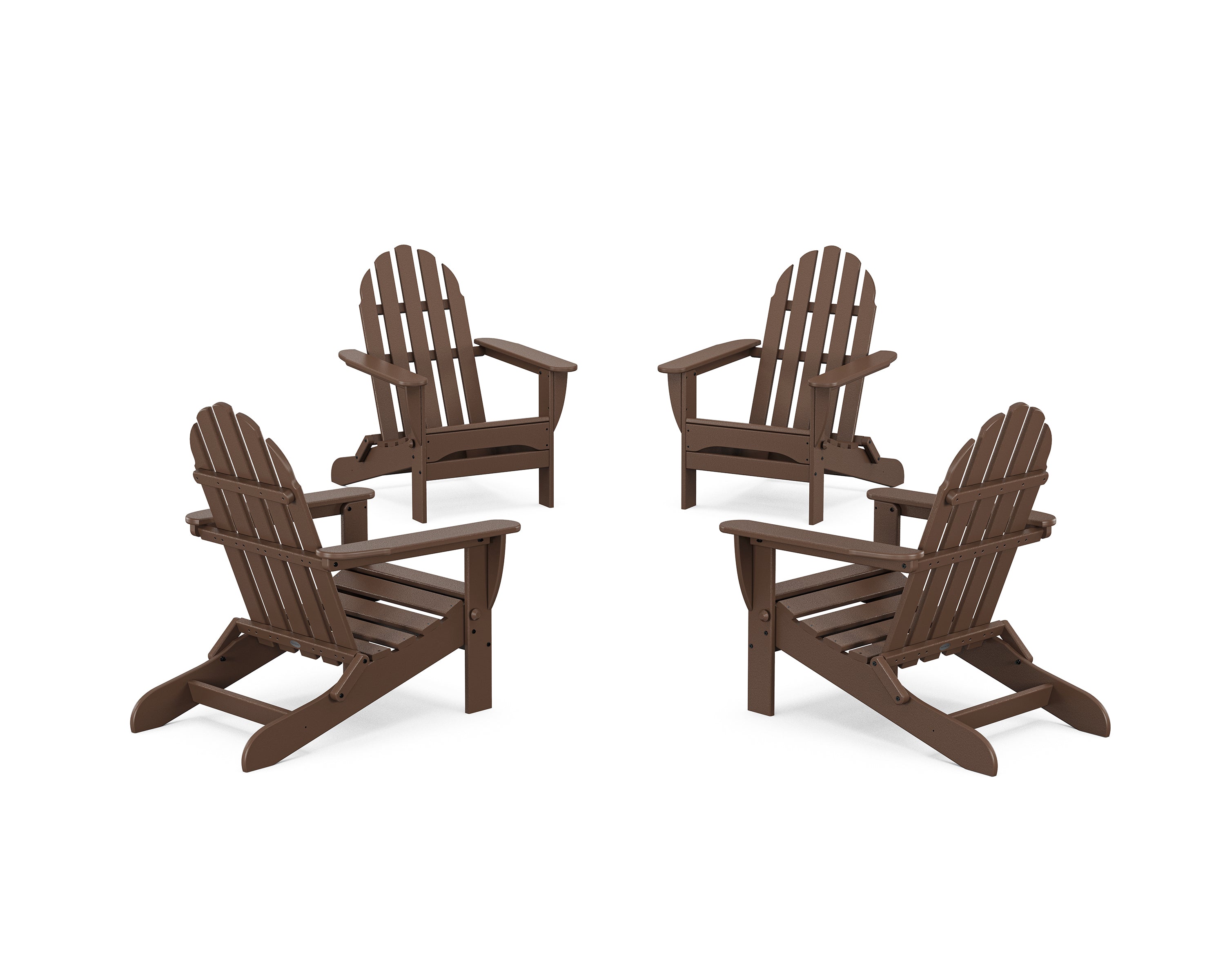 POLYWOOD 4-Piece Classic Folding Adirondack Conversation Set in Mahogany