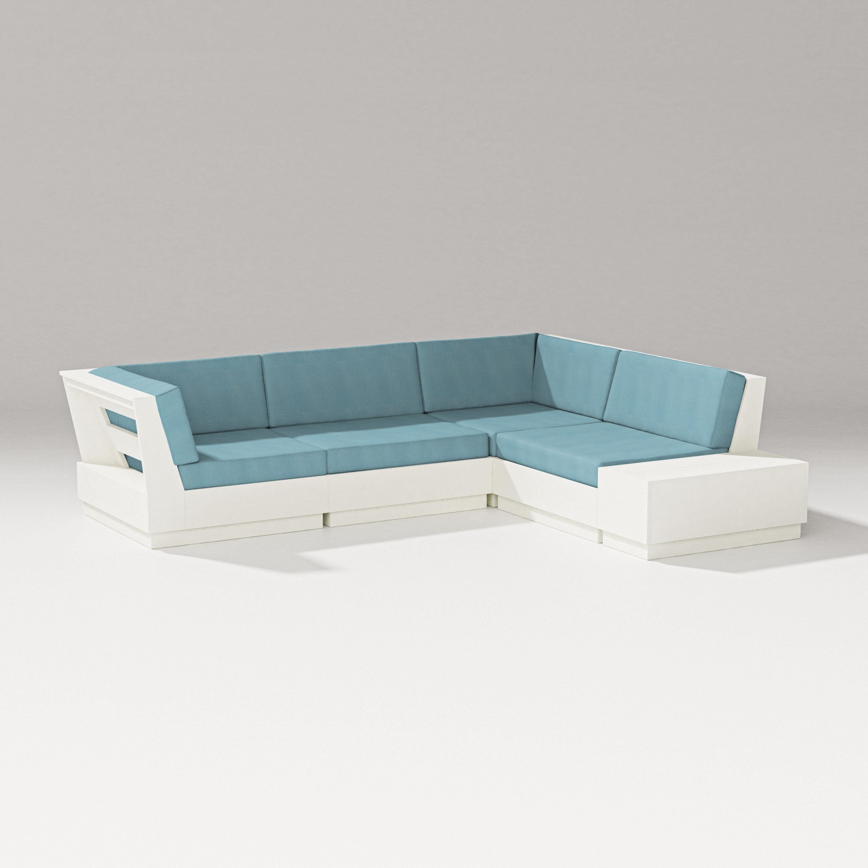 PW Designer Series Elevate Corner Sectional in Vintage White / Lattice Sky Blue