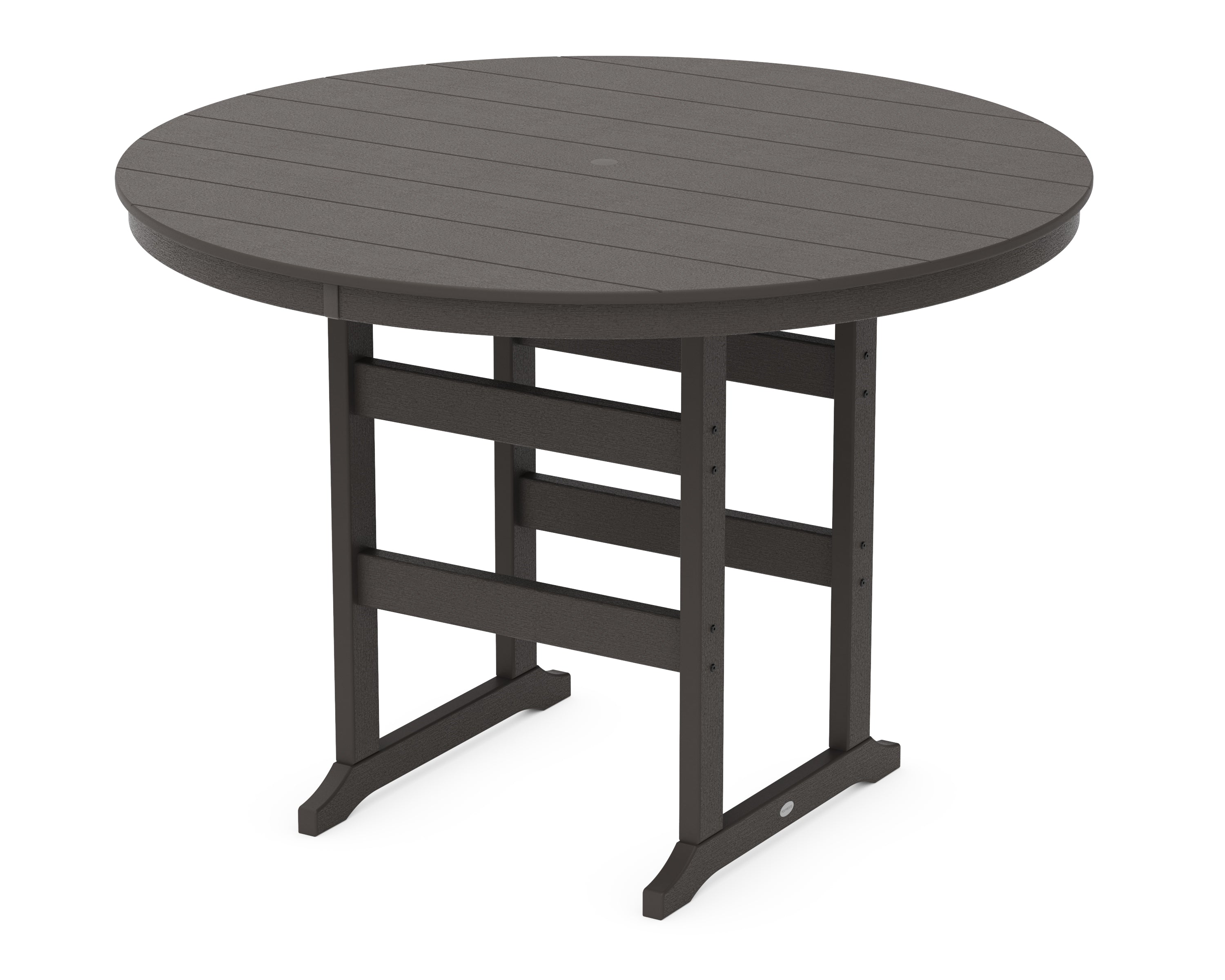 POLYWOOD 60” Round Farmhouse Bar Table in Vintage Coffee