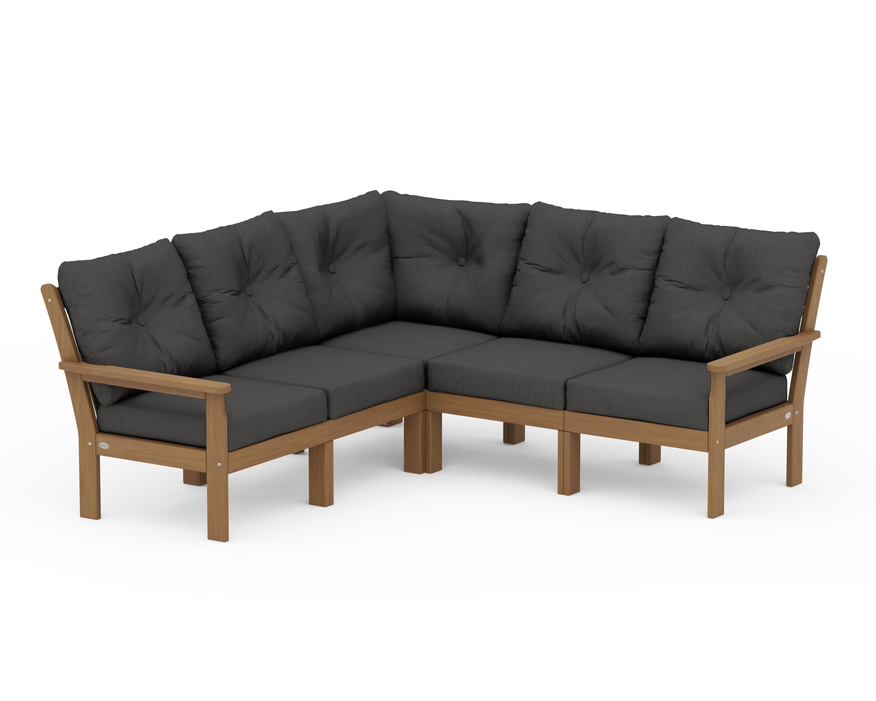 POLYWOOD Vineyard 5-Piece Sectional in Natural / Spectrum Carbon