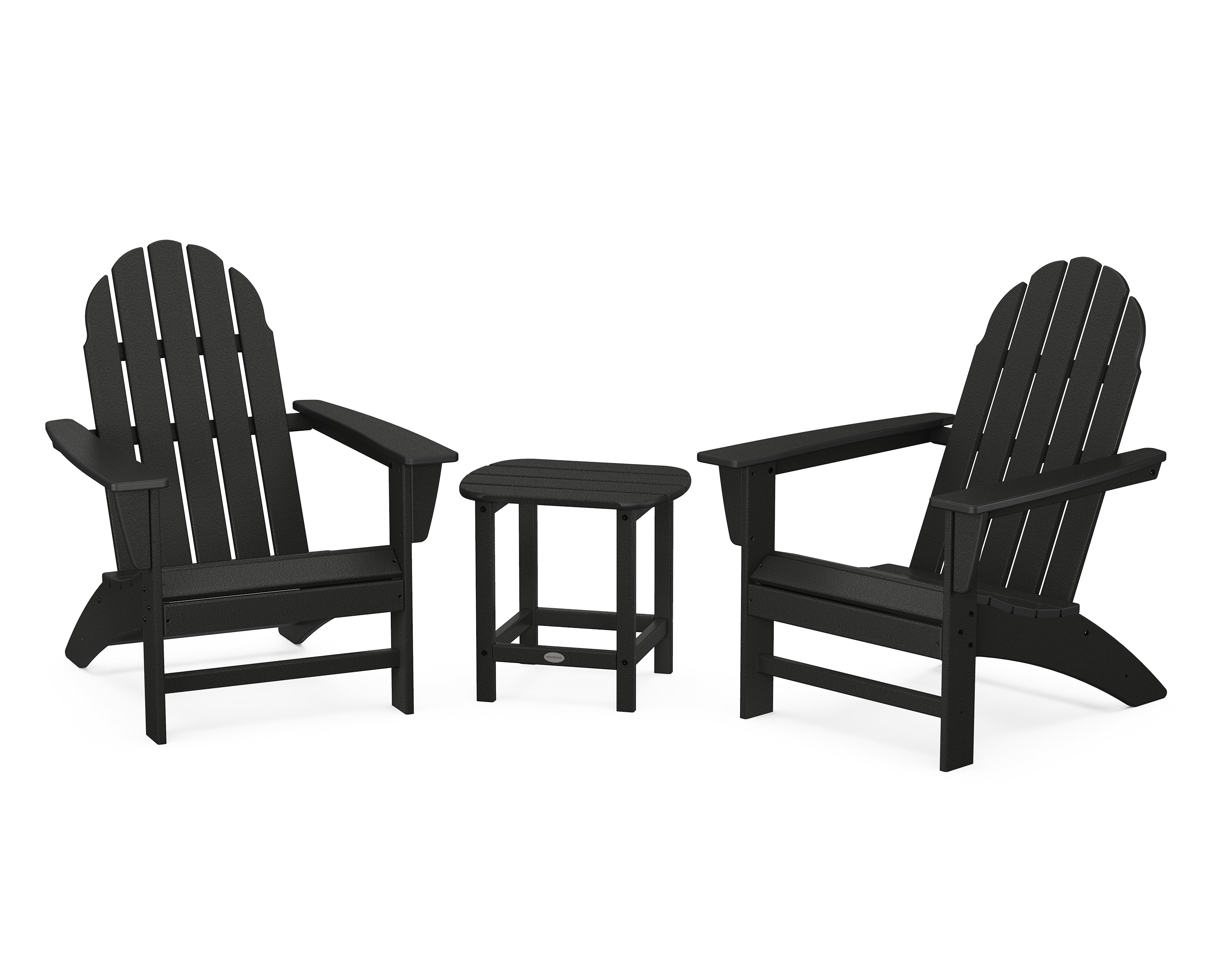 POLYWOOD Vineyard 3-Piece Adirondack Set with South Beach 18" Side Table in Black