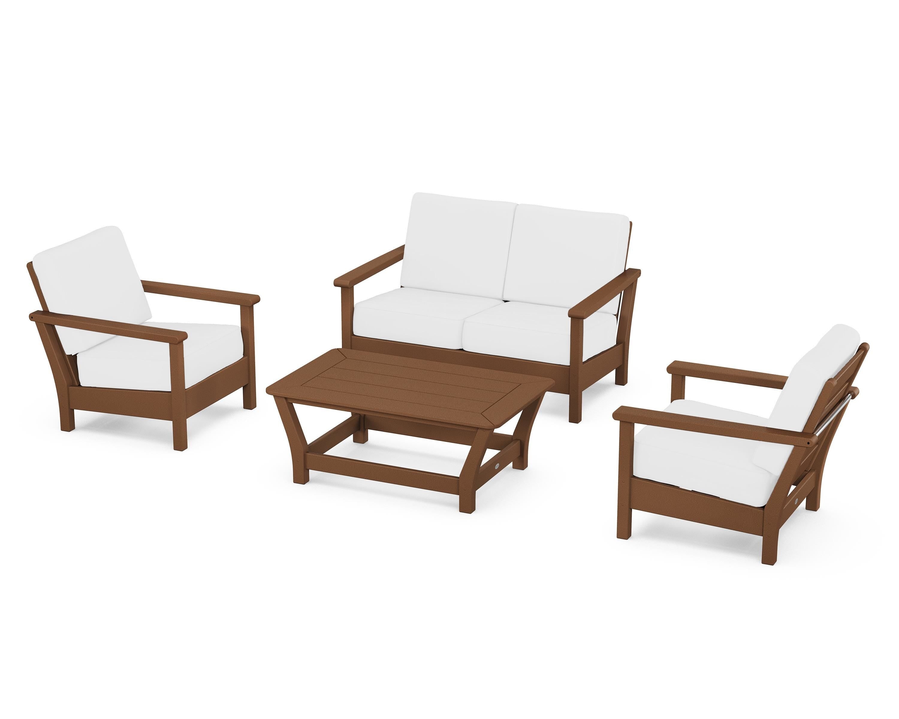 POLYWOOD Harbour 4-Piece Deep Seating Set in Teak / Natural