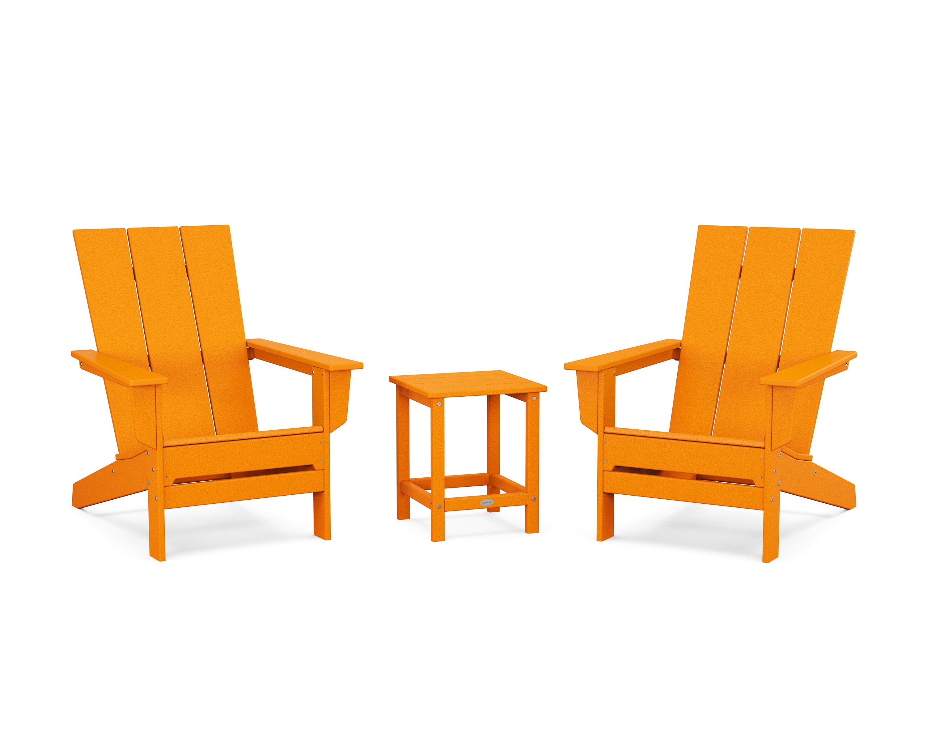 POLYWOOD 3-Piece Modern Studio Adirondack Set in Tangerine