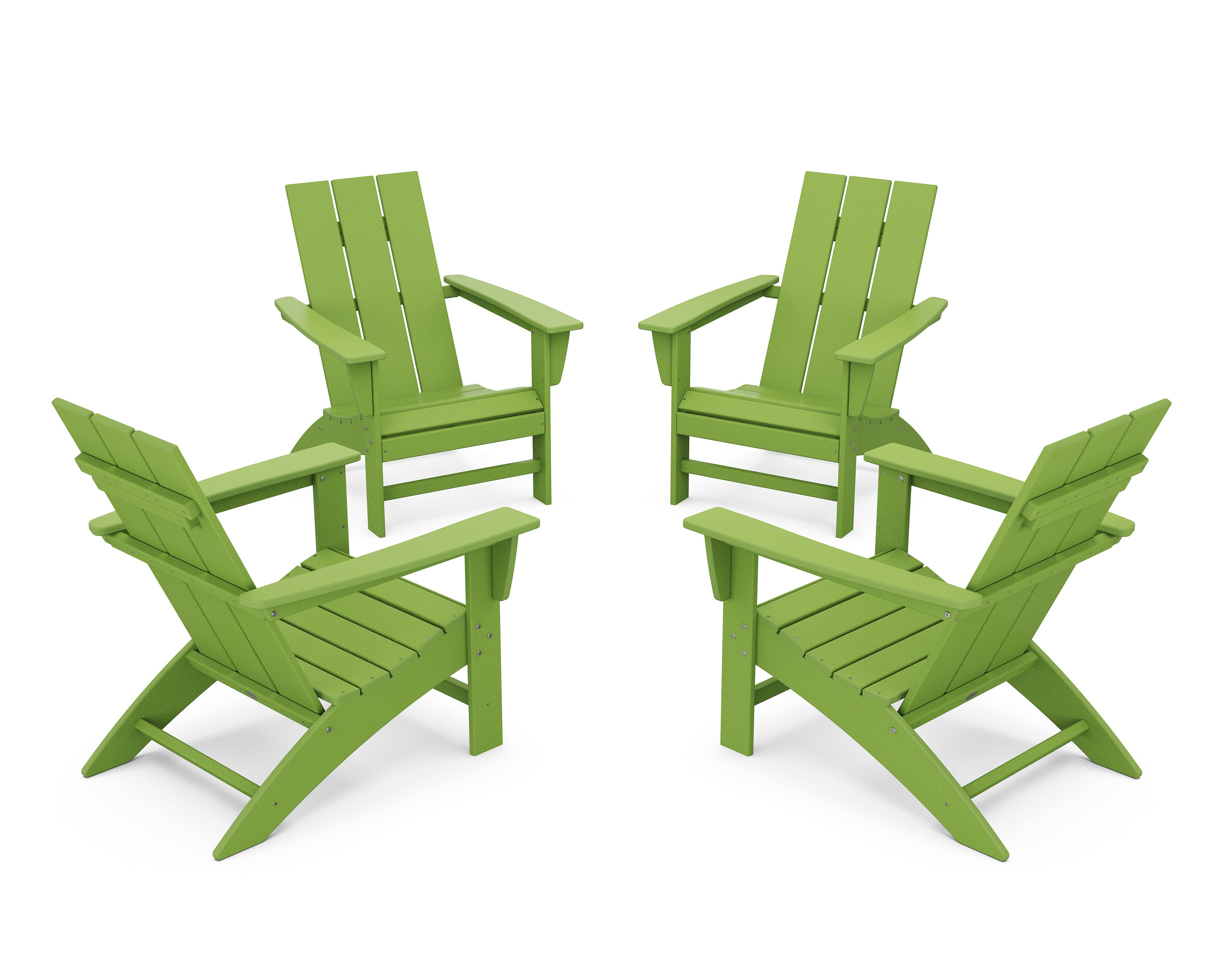 POLYWOOD 4-Piece Modern Adirondack Chair Conversation Set in Lime
