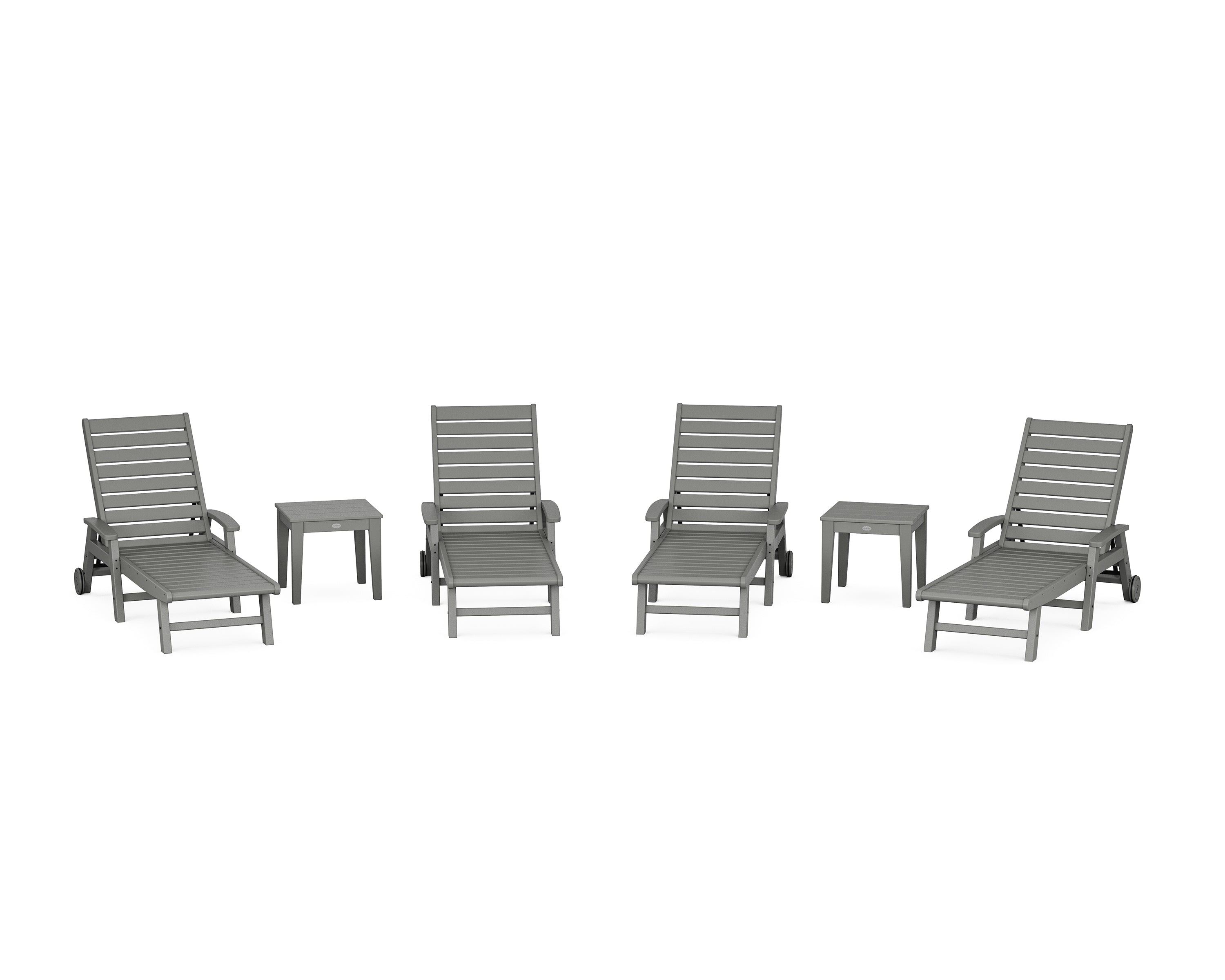 POLYWOOD Signature Chaise 6-Piece Set with Wheels in Slate Grey