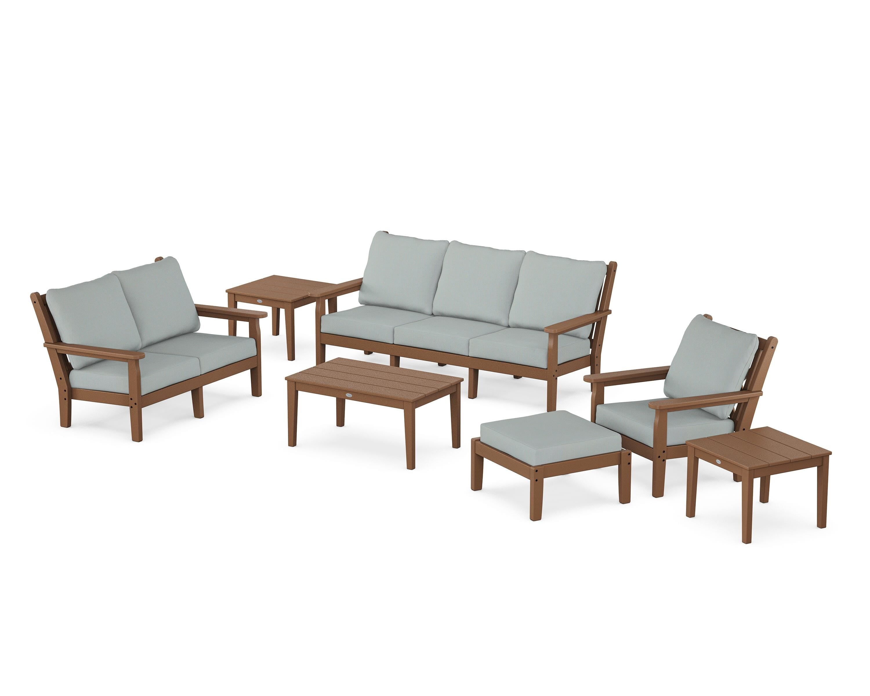 POLYWOOD Chippendale 7-Piece Deep Seating Set in Teak / Spa