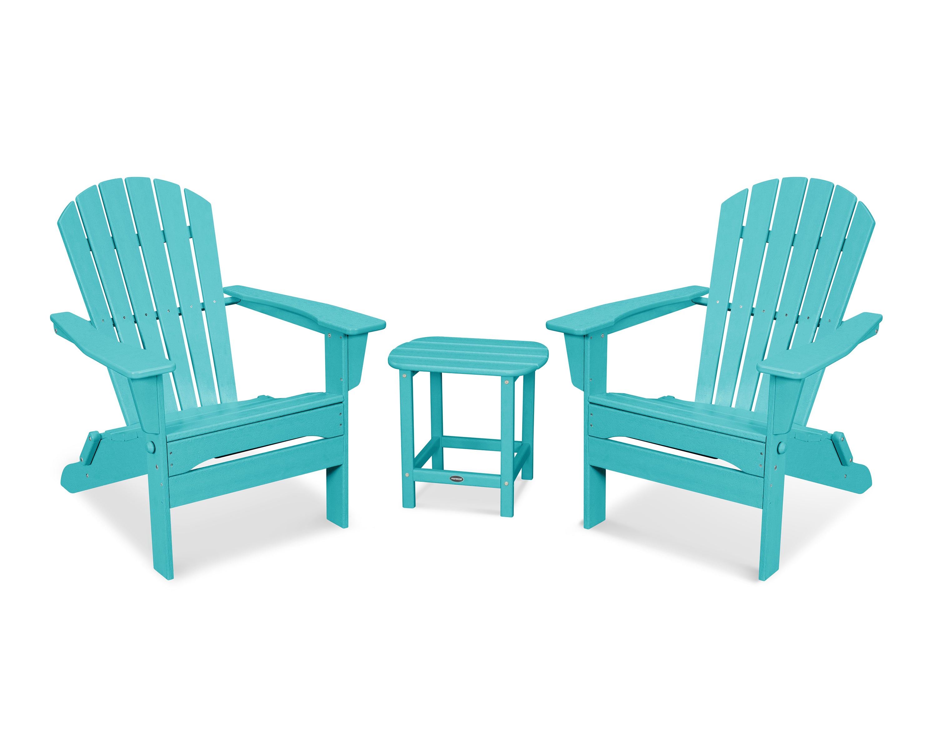 POLYWOOD South Beach 3-Piece Folding Adirondack Set in Aruba