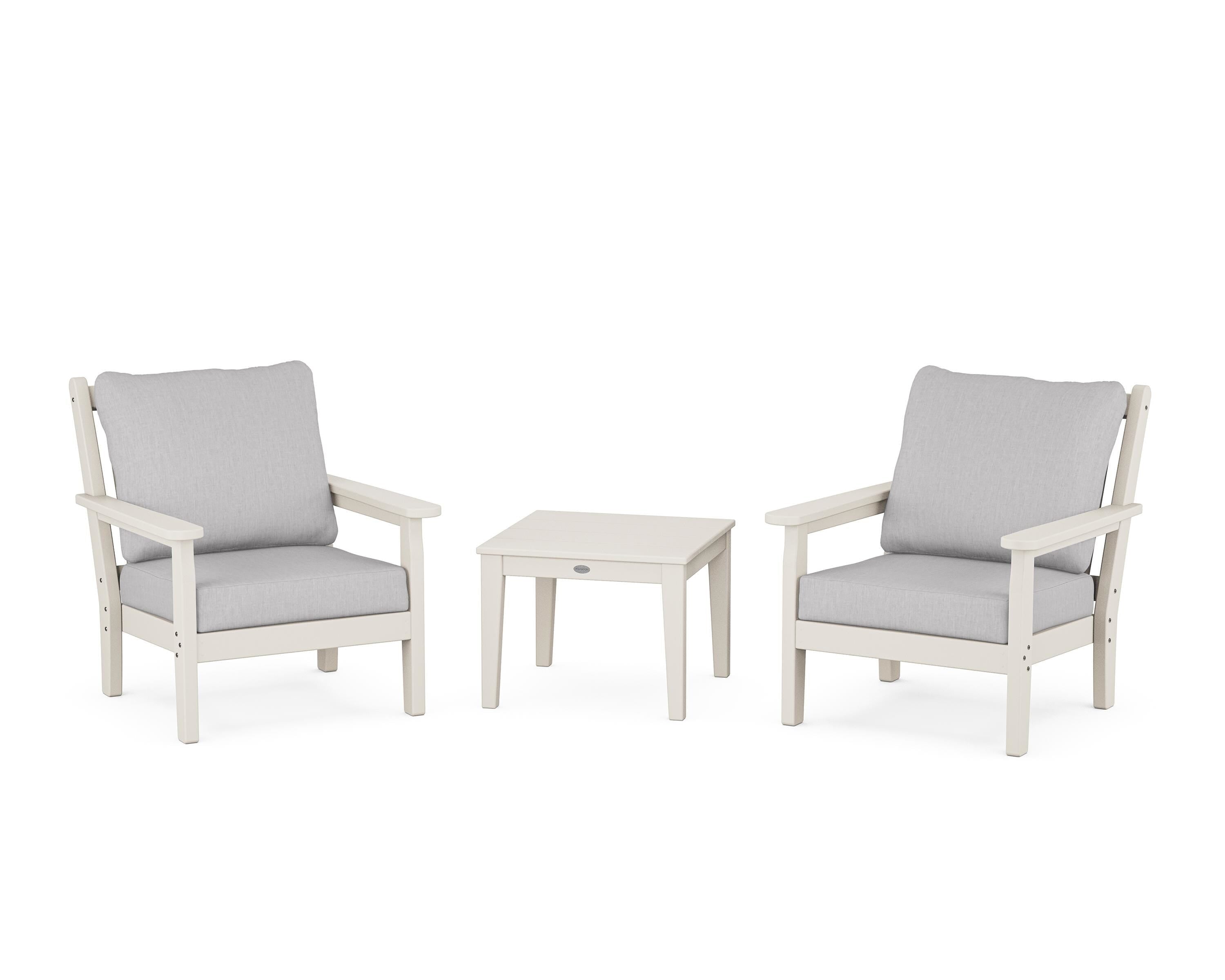 POLYWOOD Chippendale 3-Piece Deep Seating Set in Sand / Granite