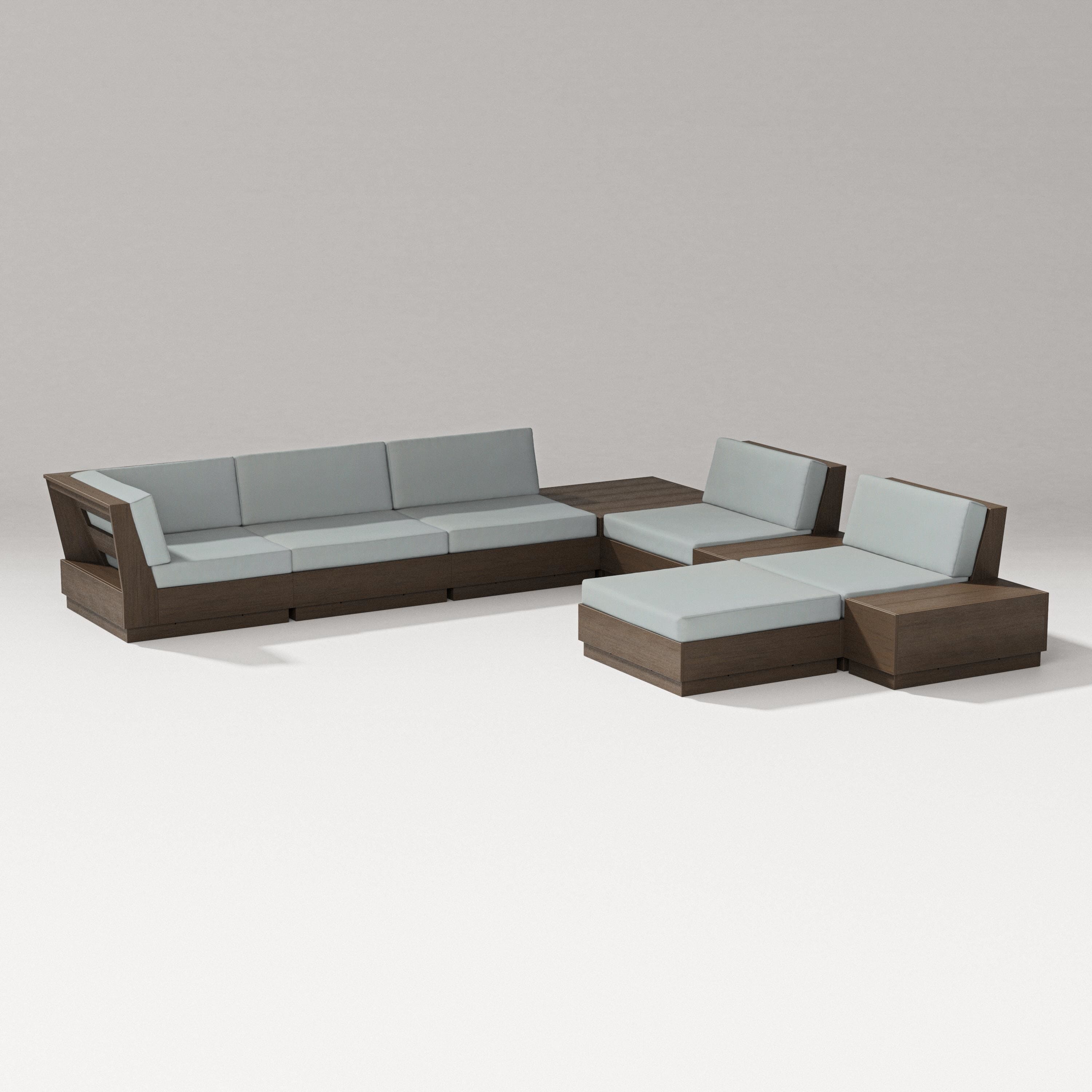 PW Designer Series Elevate 9-Piece Conversation Sectional in Kona / Spa