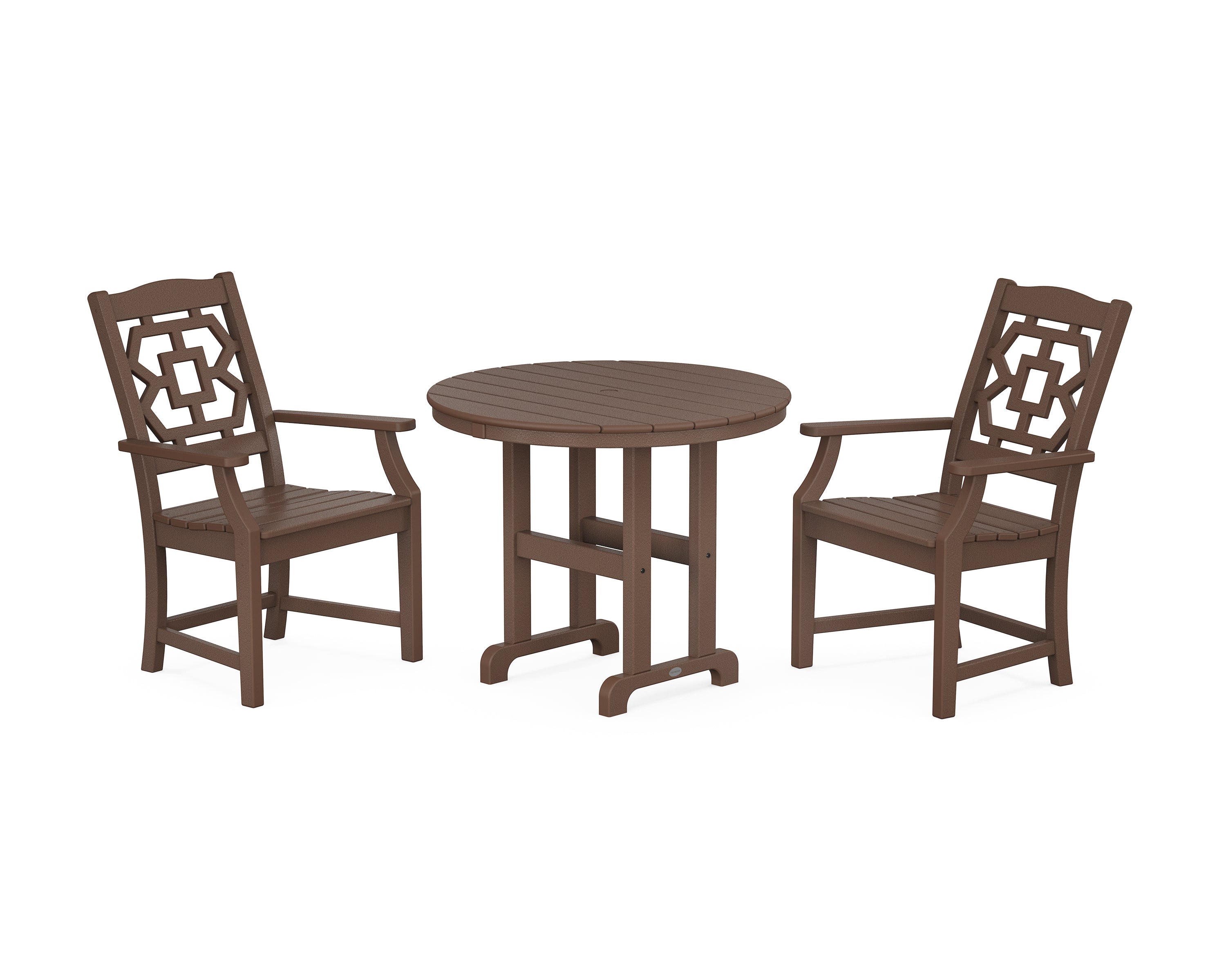 Martha Stewart by POLYWOOD® Chinoiserie 3-Piece Farmhouse Dining Set in Mahogany