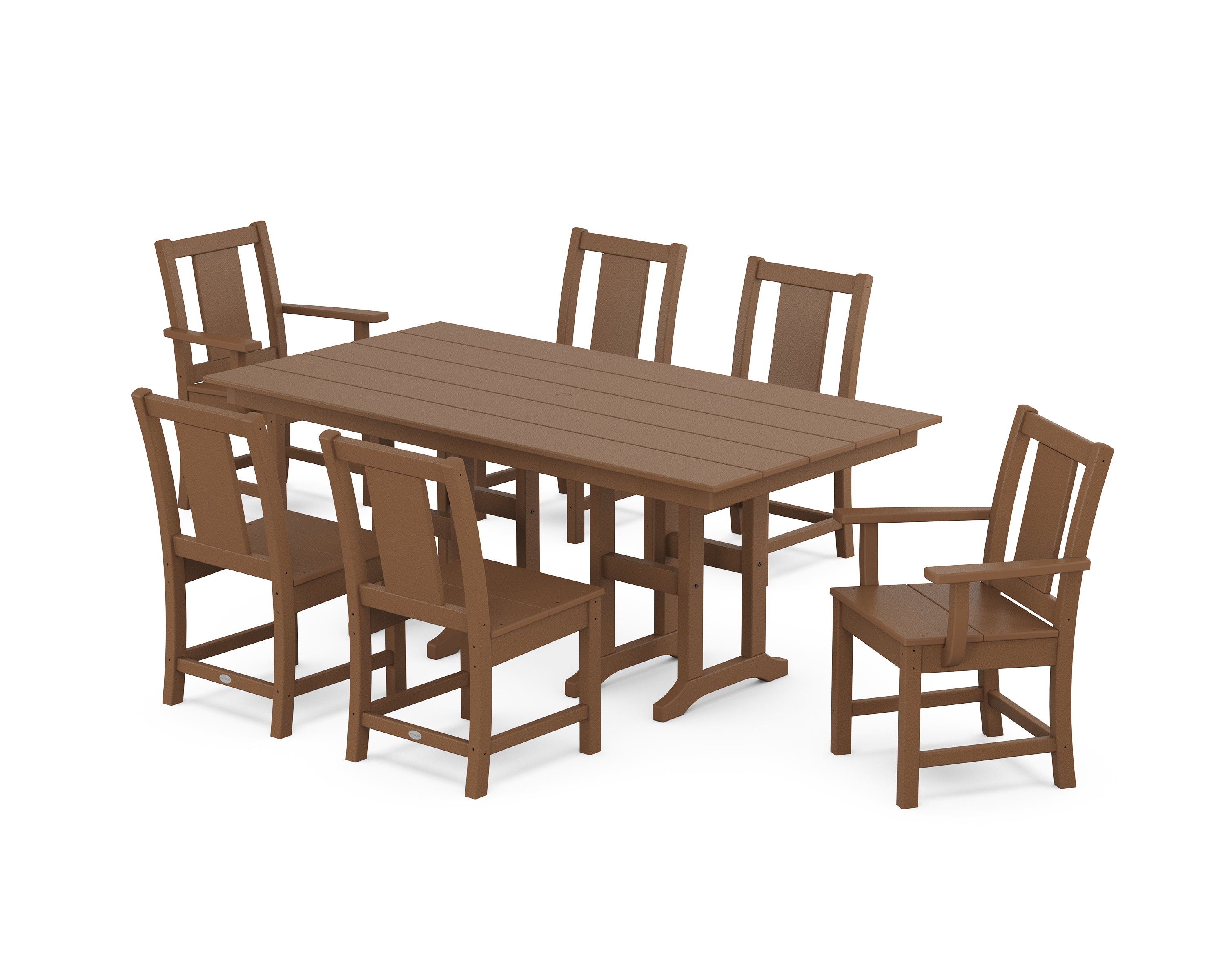 POLYWOOD Prairie 7-Piece Farmhouse Dining Set in Teak