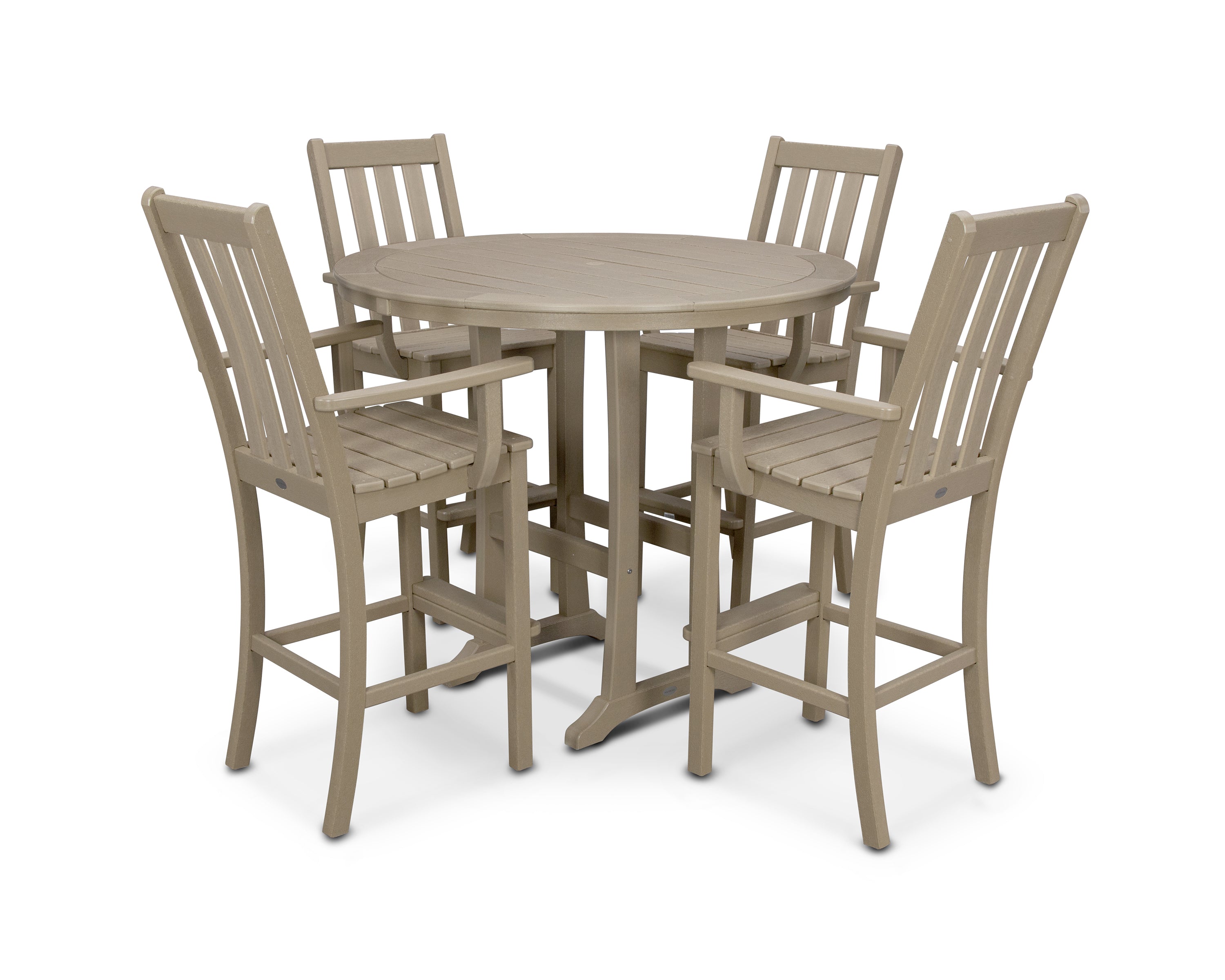 POLYWOOD® Vineyard 5-Piece Round Bar Set in Vintage Sahara