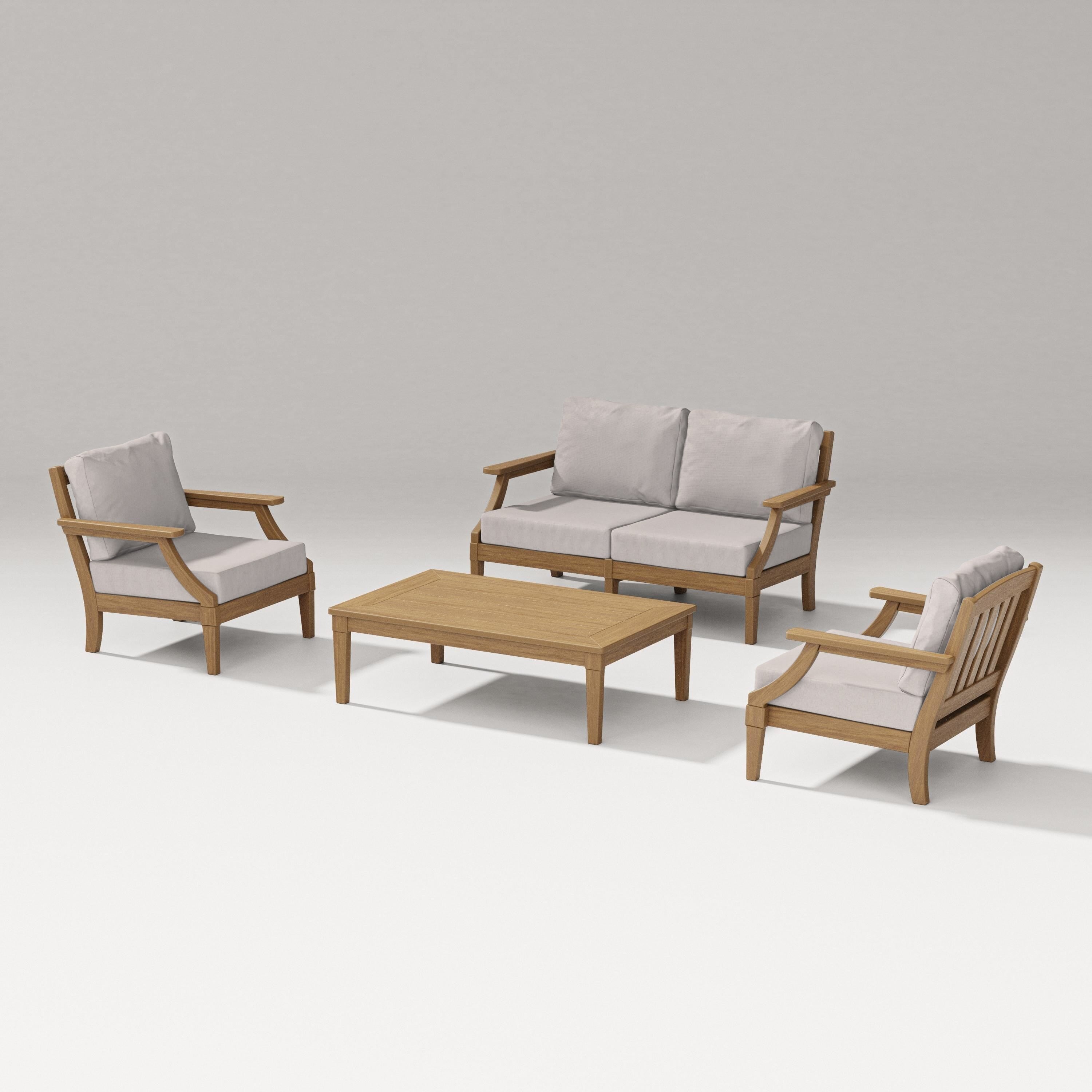 PW Designer Series Estate Lounge 4-Piece Loveseat Set in Natural / Dune Burlap