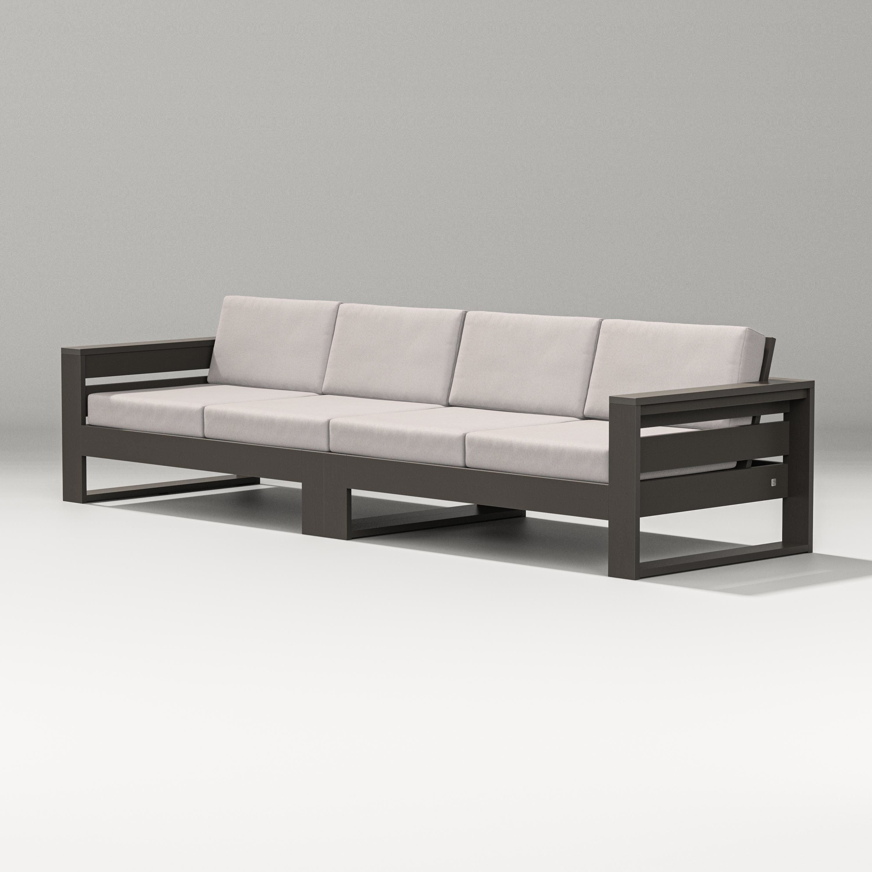 PW Designer Series Latitude Straight Sectional in Vintage Coffee / Dune Burlap