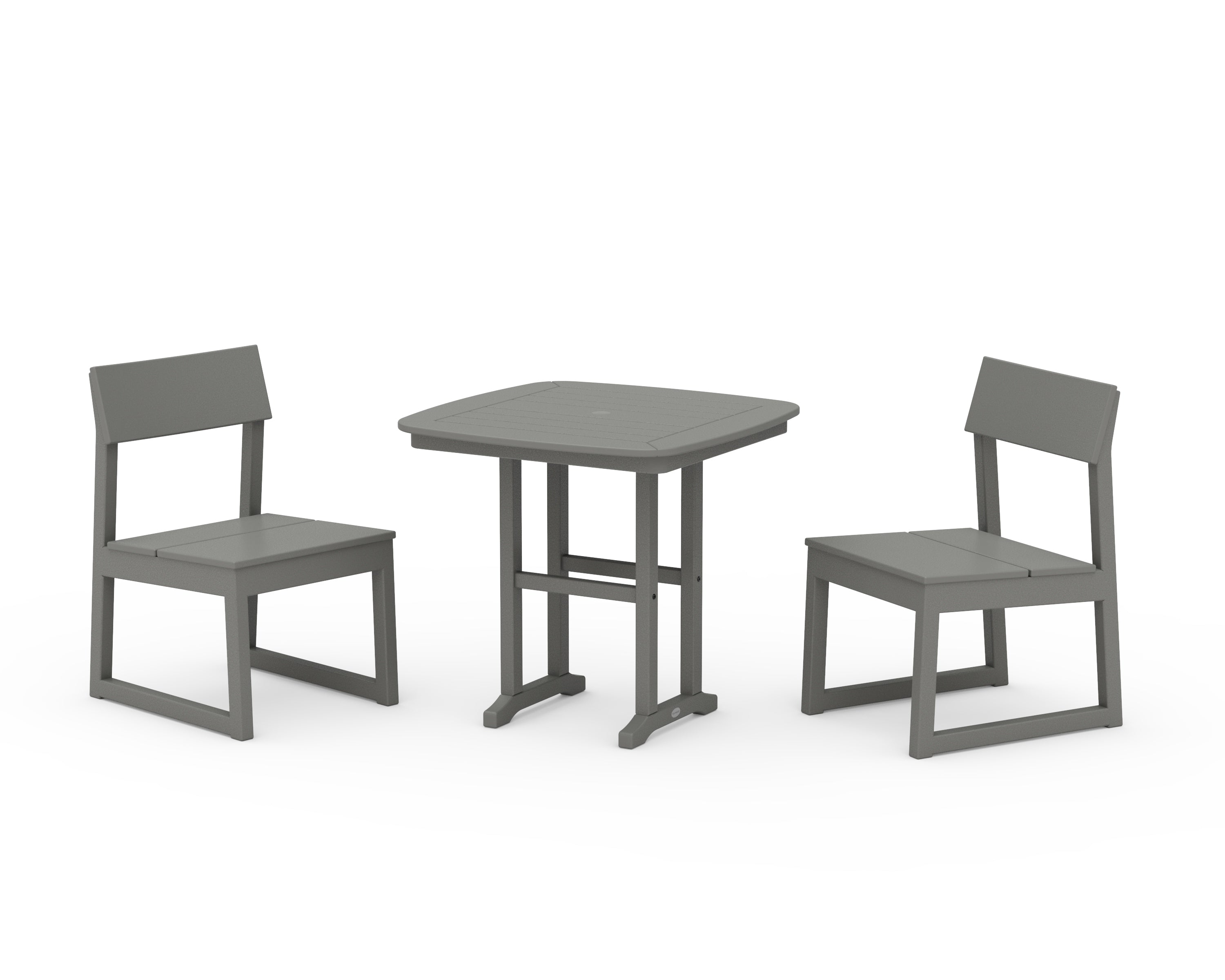 POLYWOOD EDGE Side Chair 3-Piece Dining Set in Slate Grey