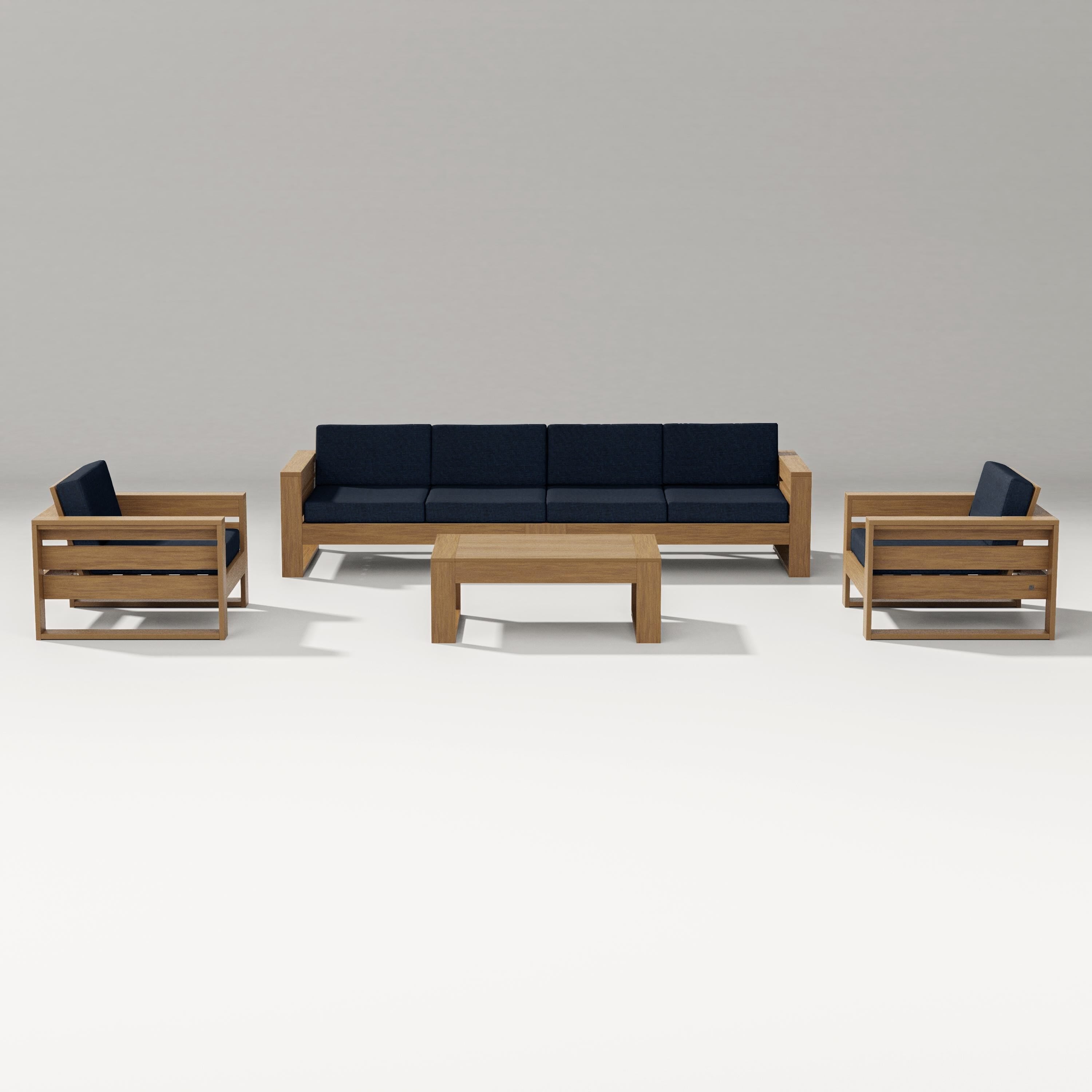PW Designer Series Latitude 5-Piece Lounge Sofa Set in Natural / Marine Indigo