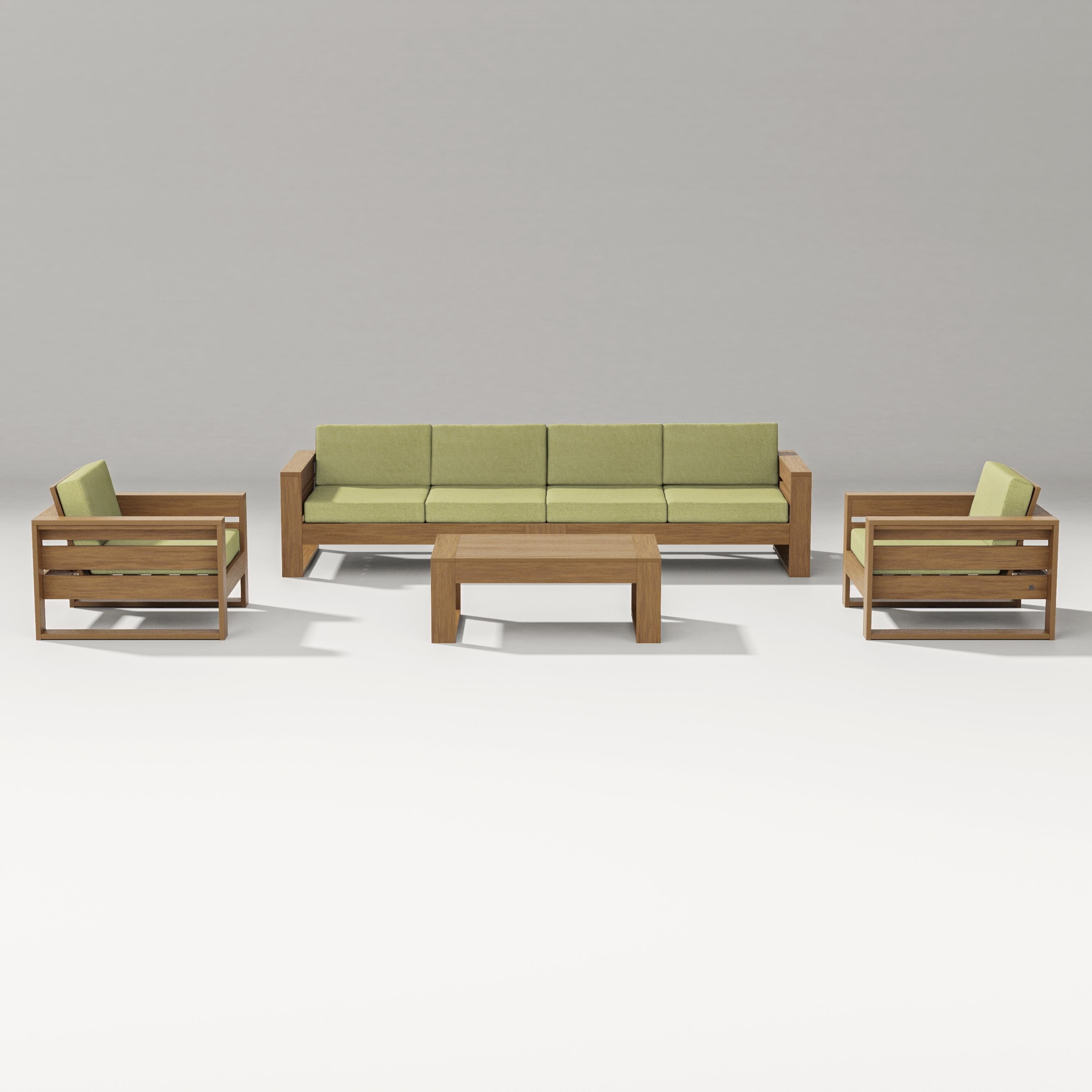 PW Designer Series Latitude 5-Piece Lounge Sofa Set in Natural / Chartreuse Boucle