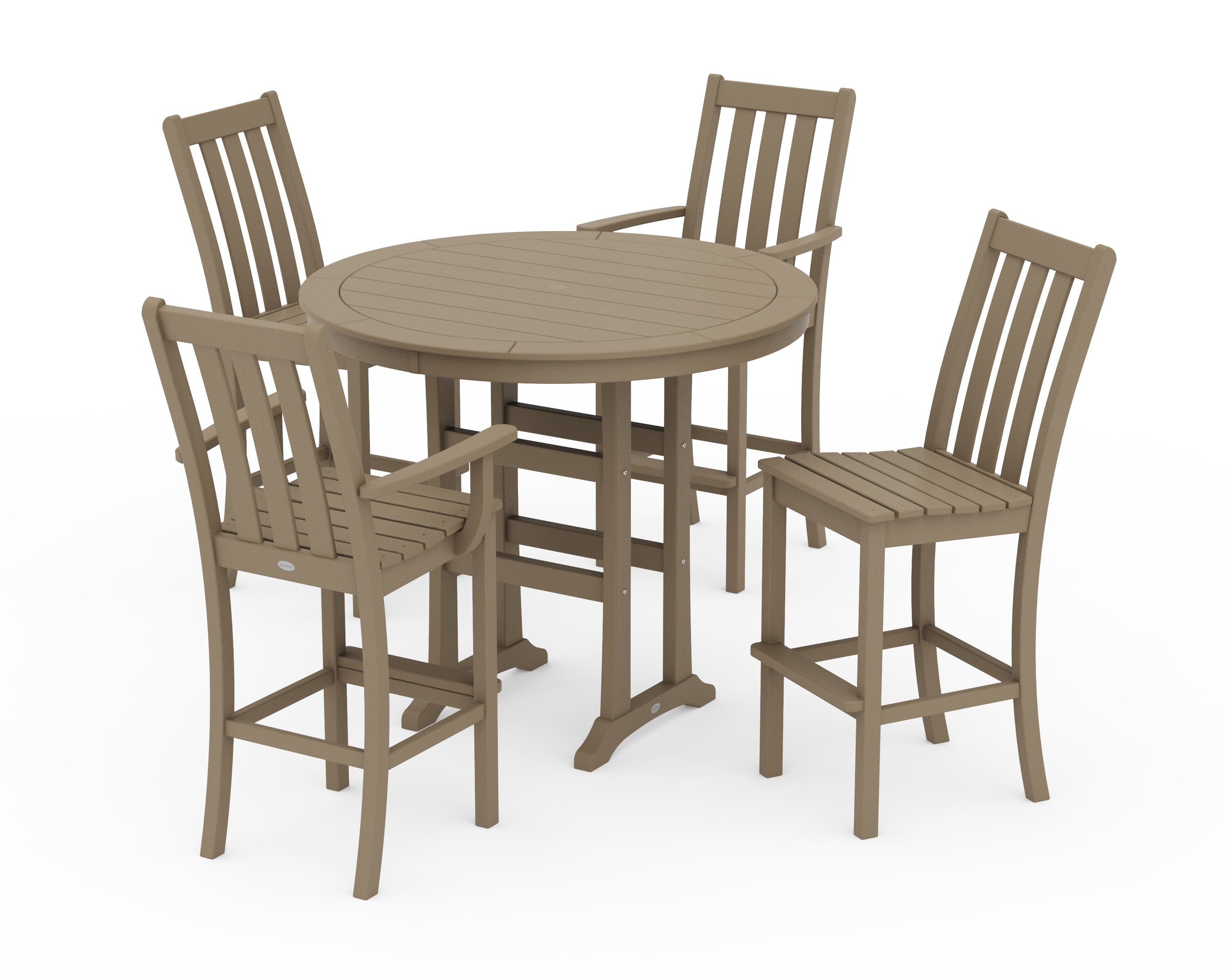 POLYWOOD Vineyard 5-Piece Nautical Trestle Bar Set in Vintage Sahara