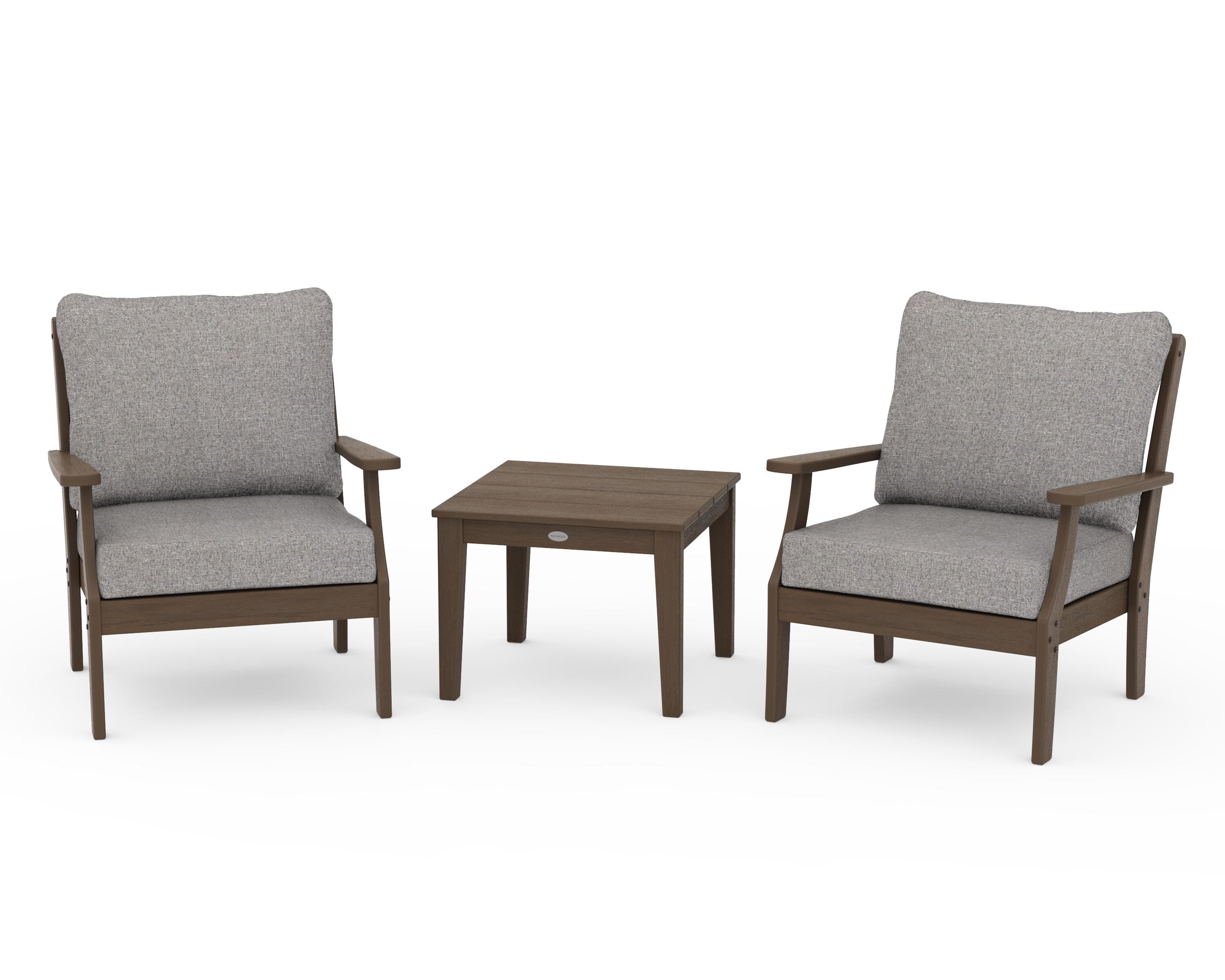 POLYWOOD Braxton 3-Piece Deep Seating Set in Kona / Grey Mist