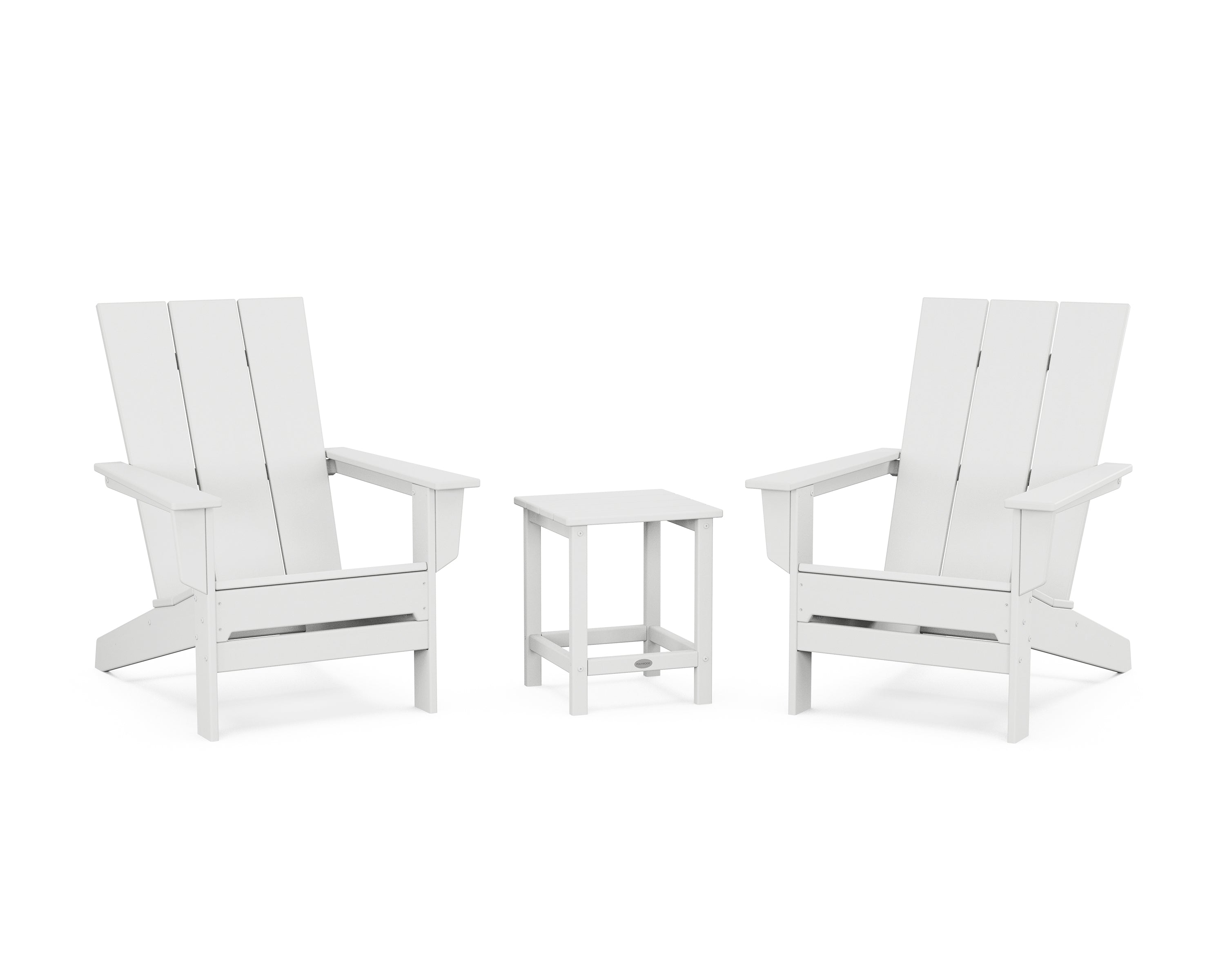 POLYWOOD 3-Piece Modern Studio Adirondack Set in White