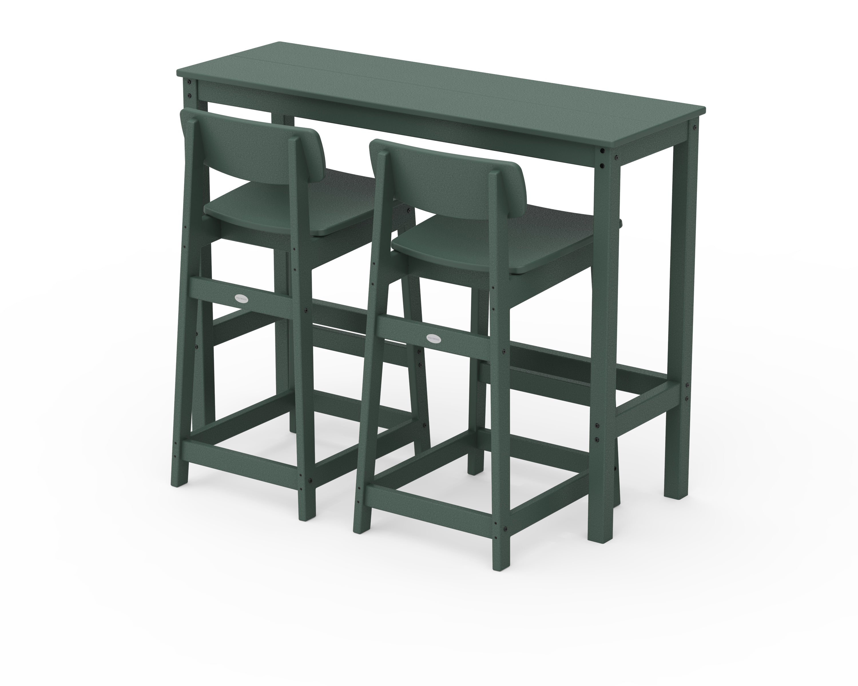POLYWOOD Modern Studio Urban Lowback Bar Chair 3-Piece Balcony Set in Green