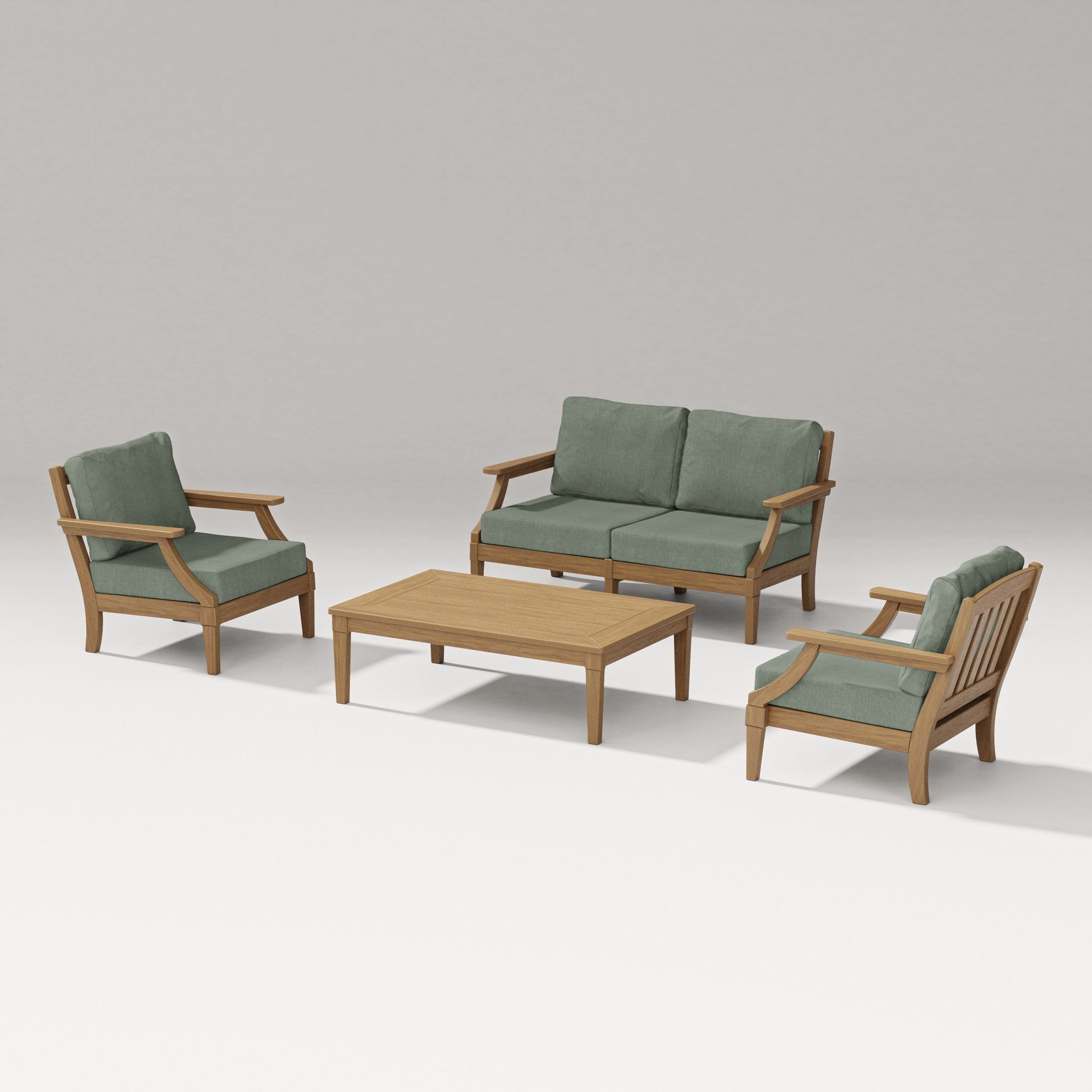 PW Designer Series Estate Lounge 4-Piece Loveseat Set in Natural / Cast Sage