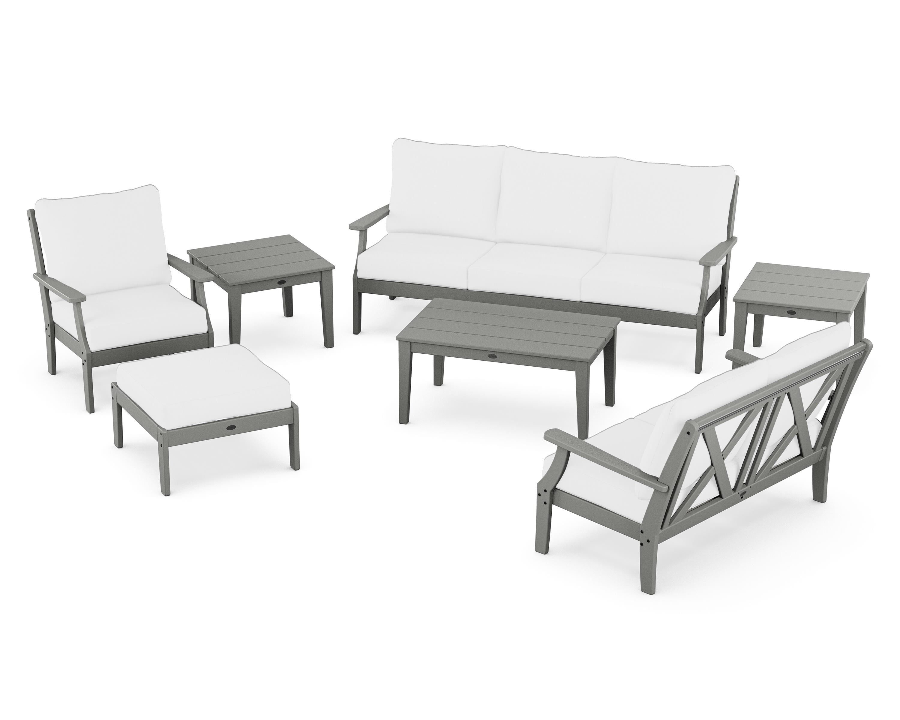 POLYWOOD Braxton 7-Piece Deep Seating Set in Slate Grey / Natural