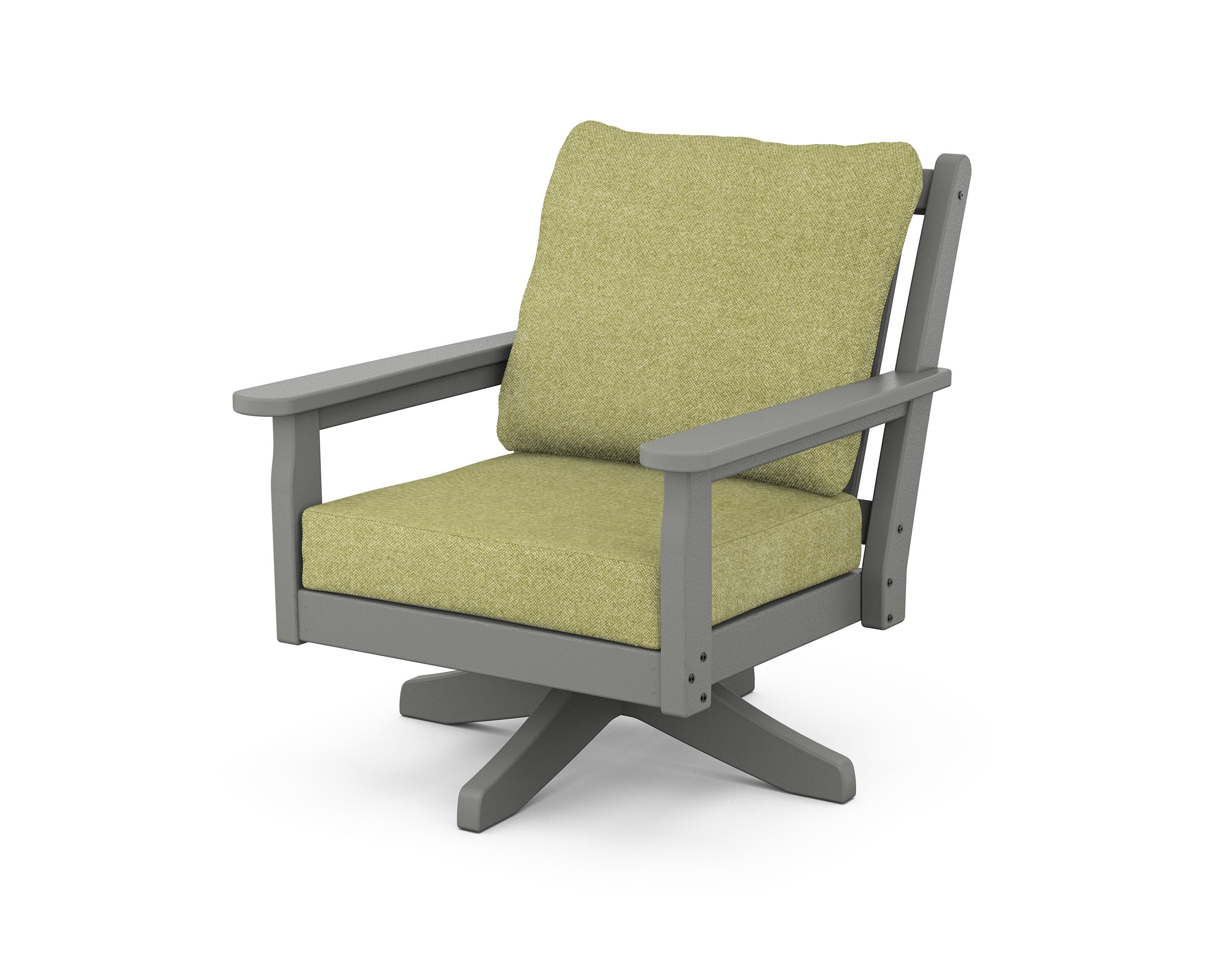 POLYWOOD Chippendale Deep Seating Swivel Chair in Slate Grey / Chartreuse Boucle