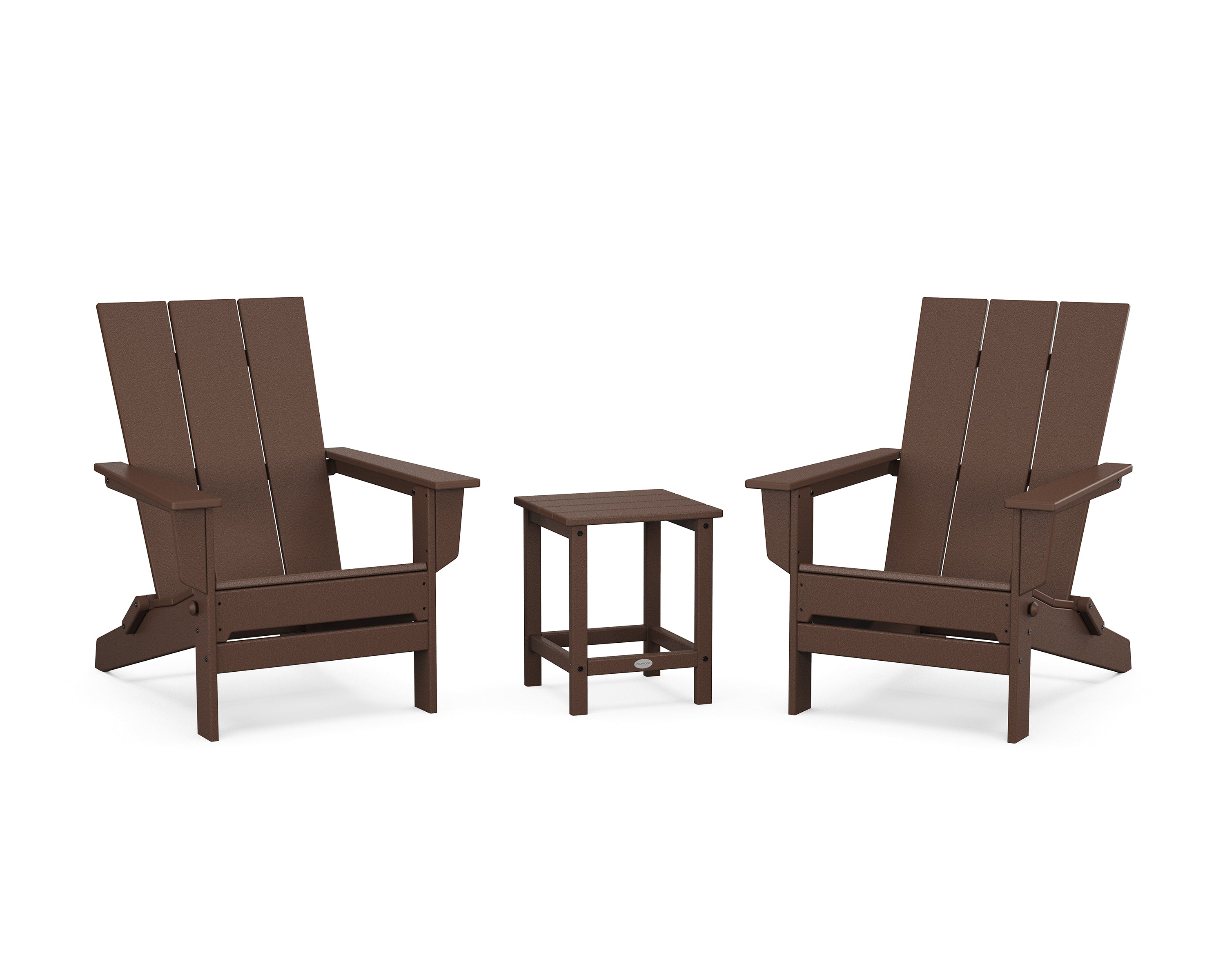 POLYWOOD 3-Piece Modern Studio Folding Adirondack Set in Mahogany